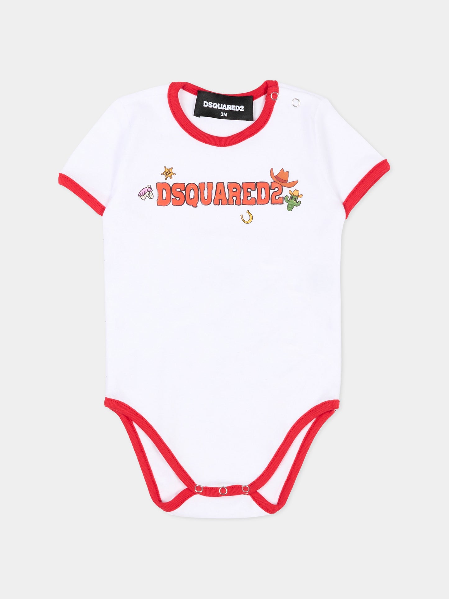 Body multicolor per neonati con stampe,Dsquared2,DQ3517 D0A8U DQC61