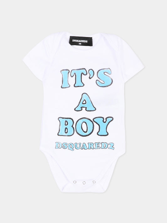 Body bianco per neonato con logo,Dsquared2,DQ3548 D0A8U DQ100