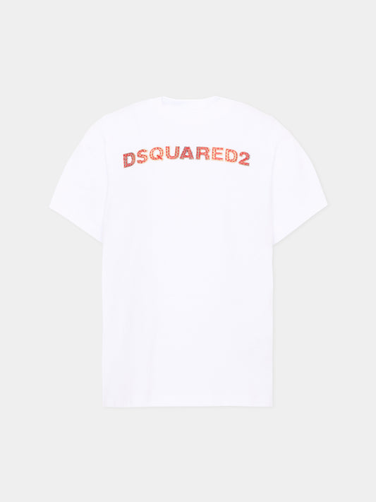 T-shirt bianca per bambini con logo,Dsquared2,DQ3560 D0AJ1 DQ100
