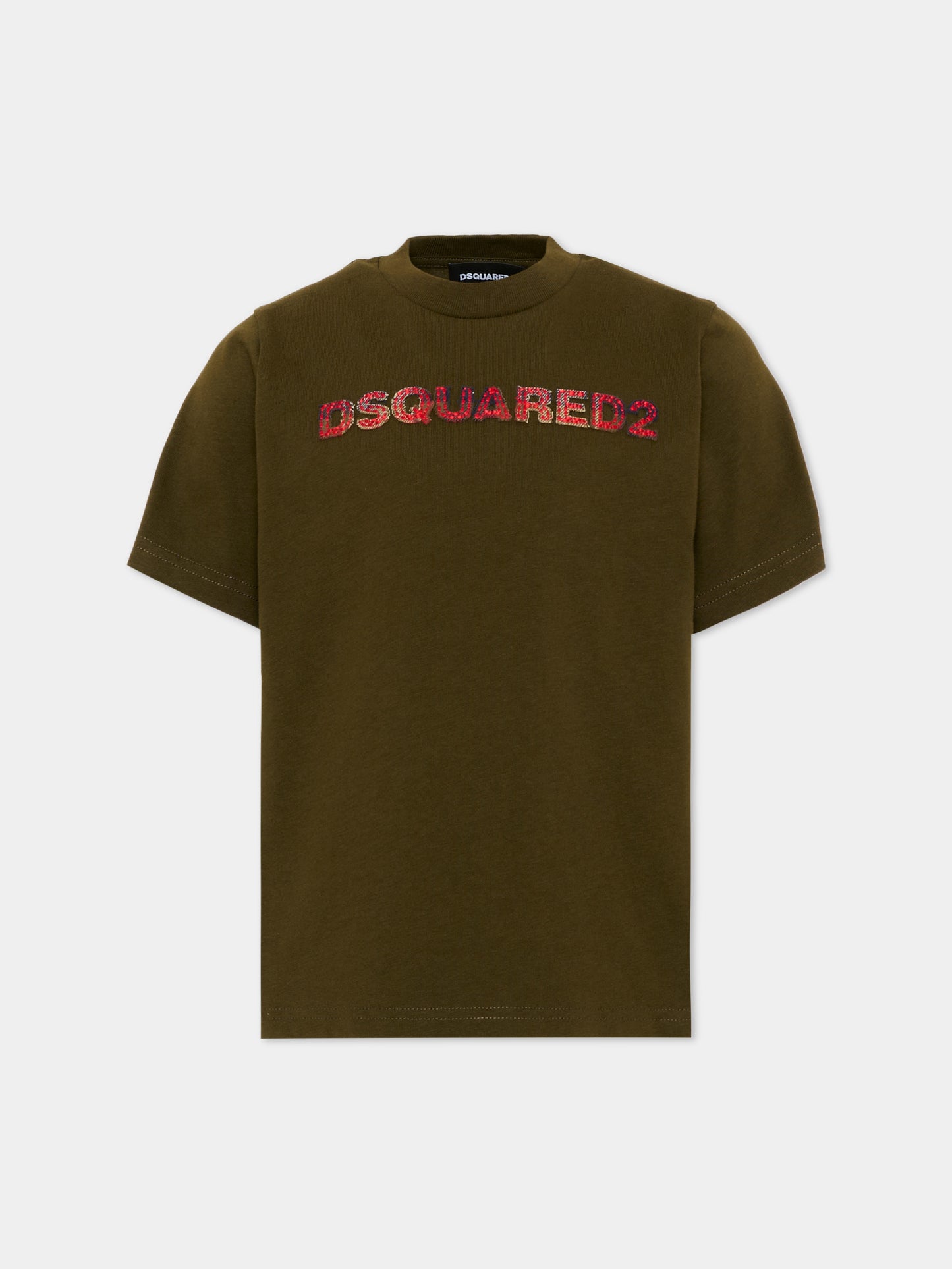 T-shirt verde per bambini con logo,Dsquared2,DQ3560 D0AJ1 DQ558