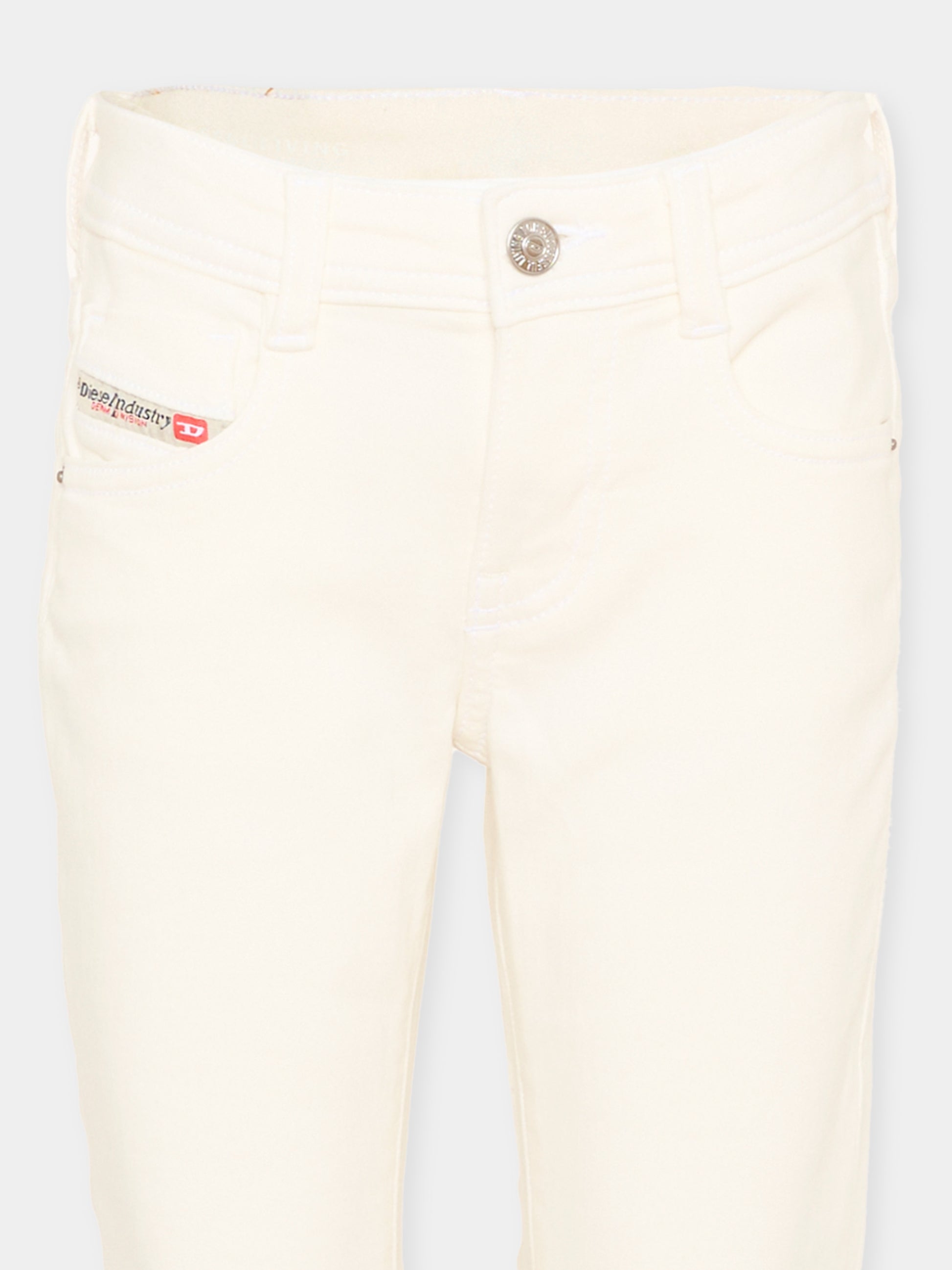 Jeans avorio per bambina con logo,Diesel,J02341 KXBR6 K141