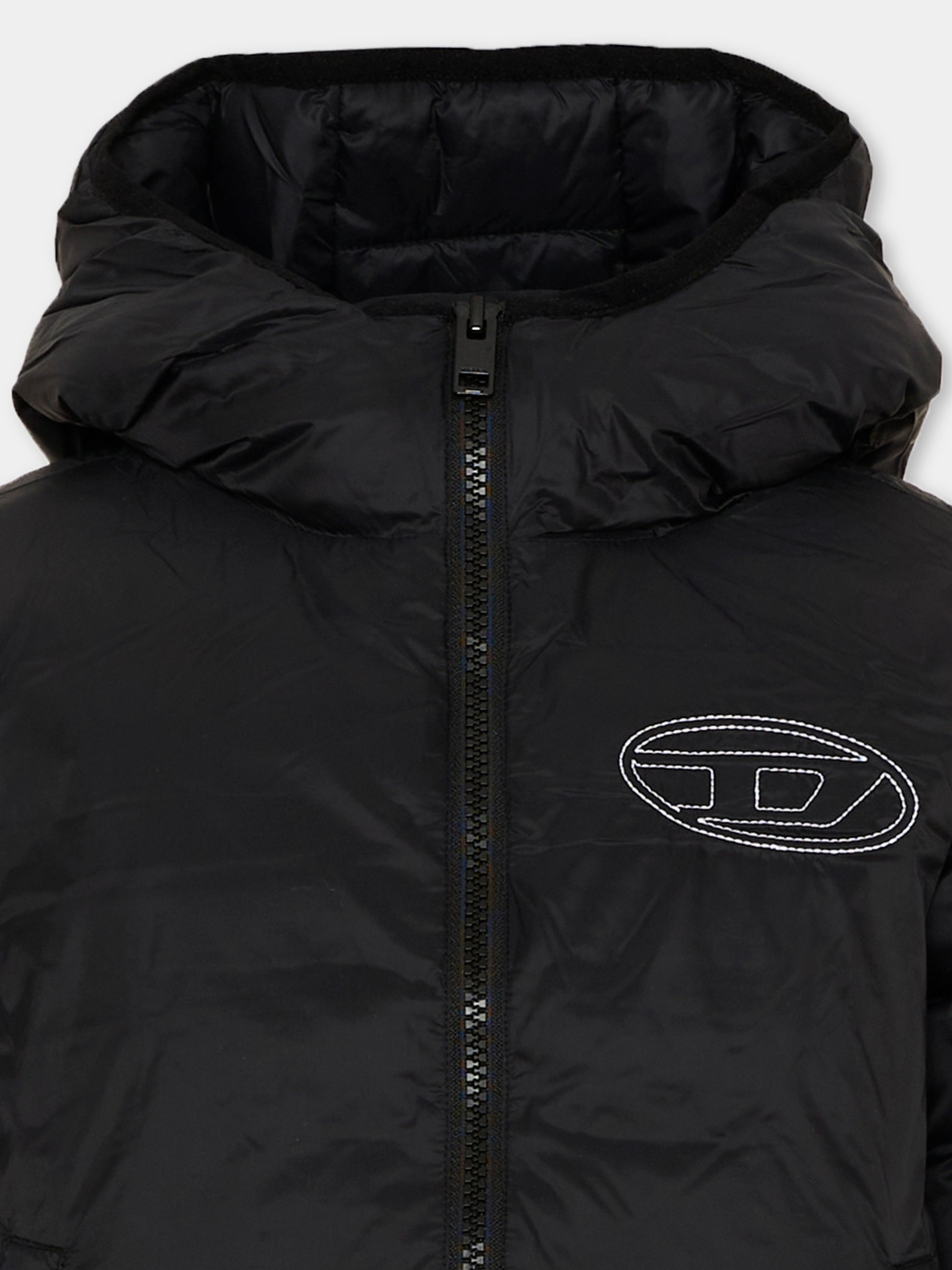 Piumino nero per bambini con logo,Diesel,J02884 KXBVE K900