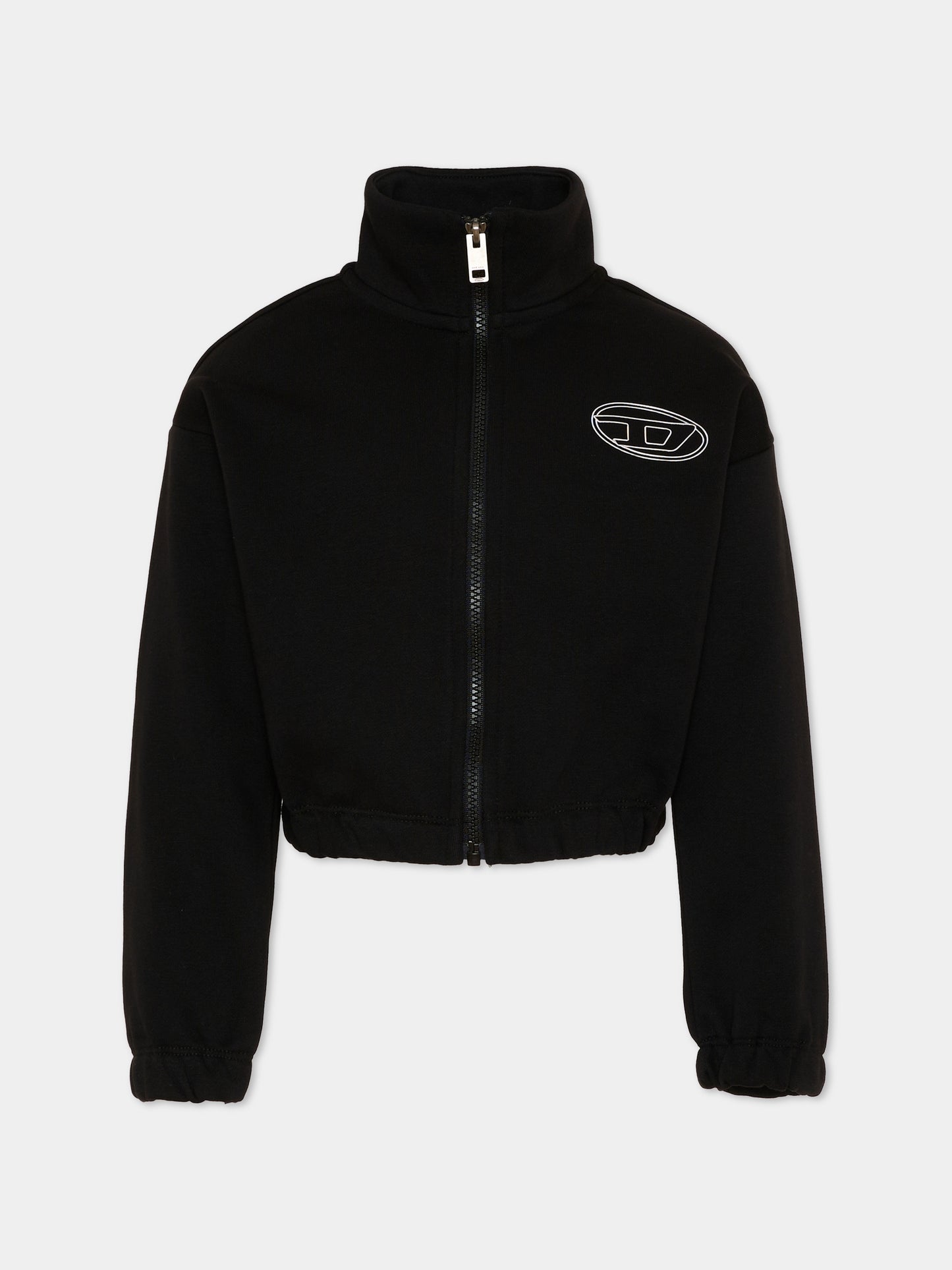 Felpa nera per bambina con logo,Diesel,J02916 KYAZ3 K900