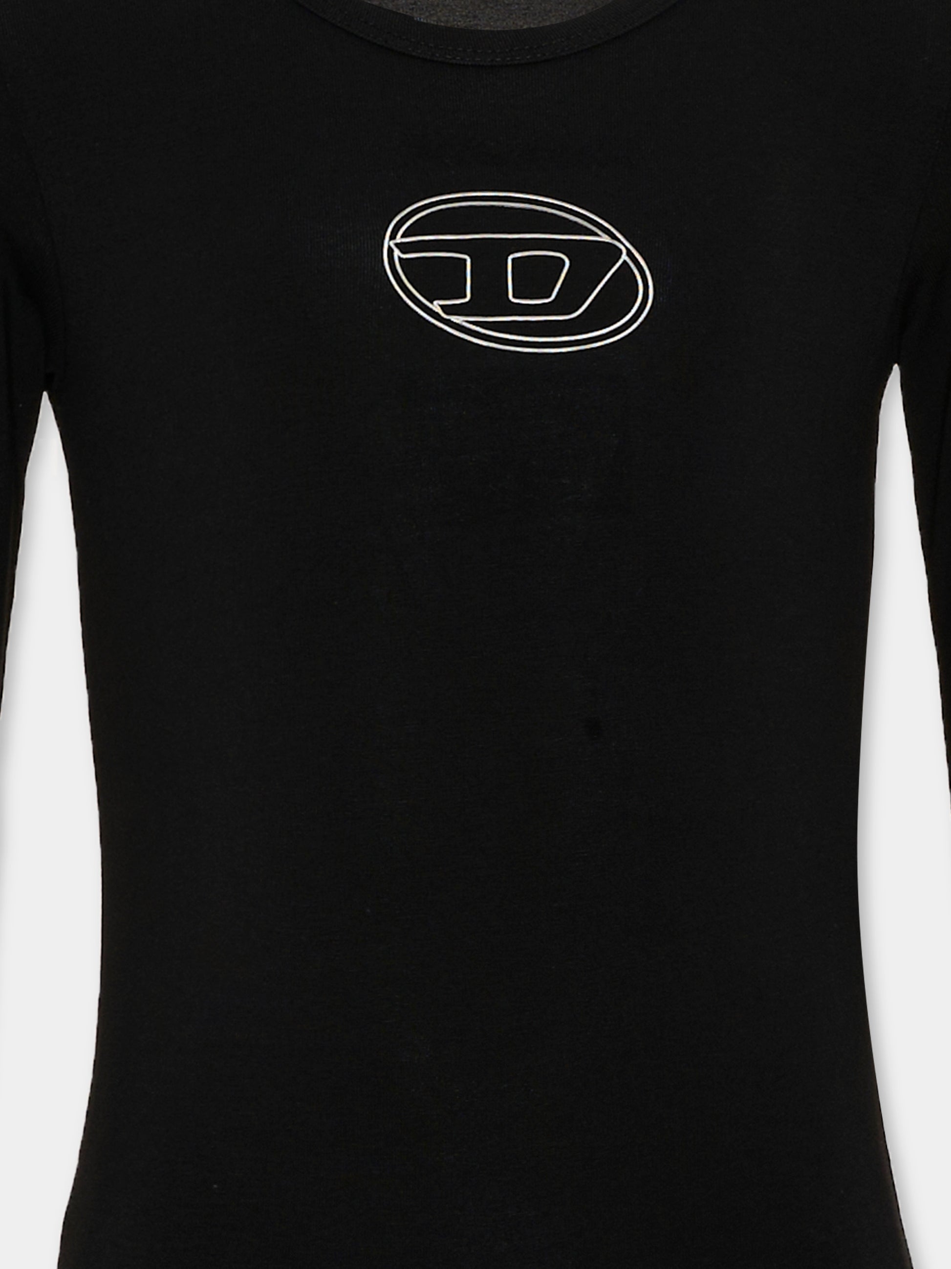 Body nero per bambina con logo,Diesel,J02929 KYA0L K900
