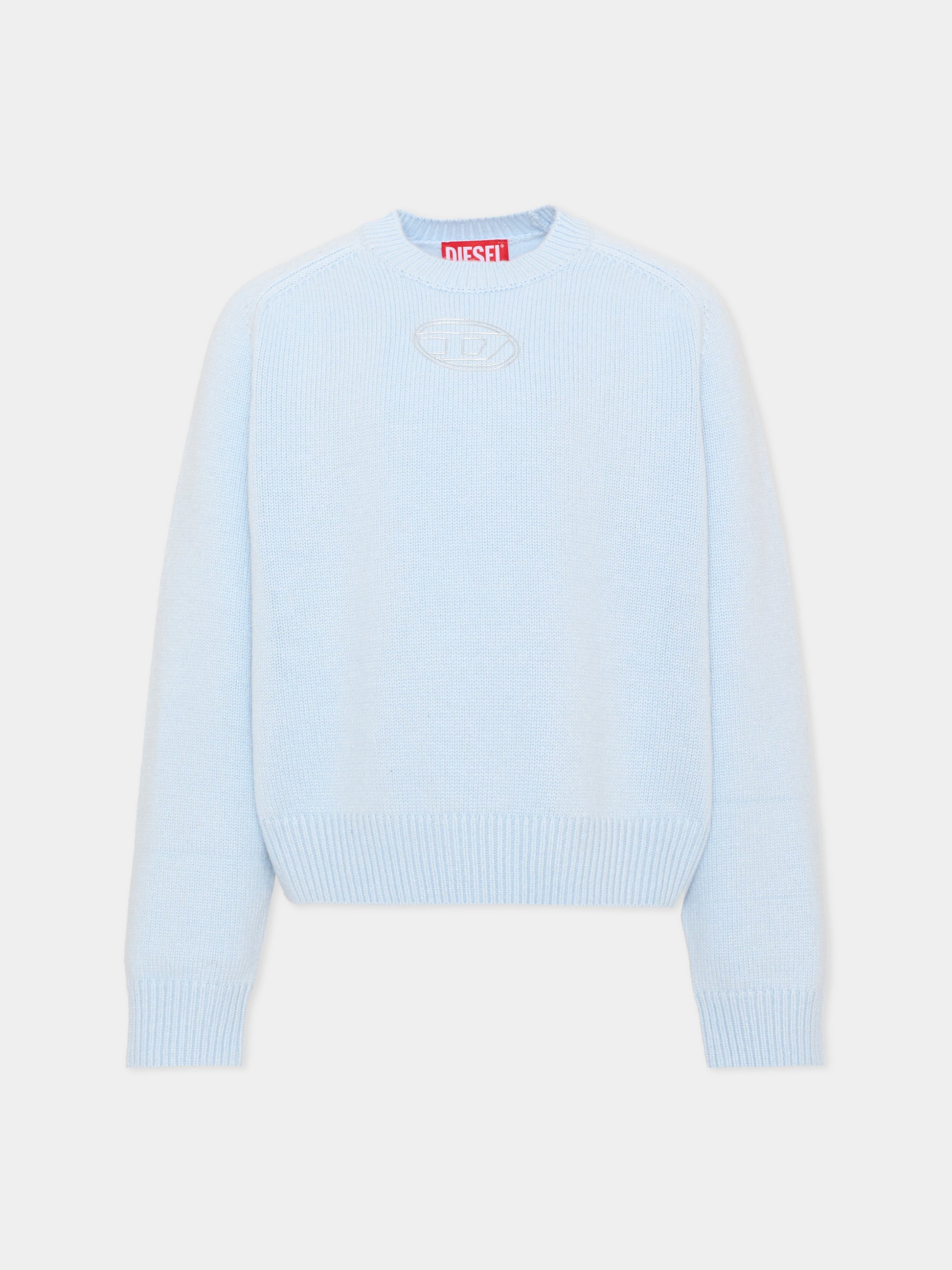 Maglione azzurro per bambina con logo,Diesel,J02931 KYAYX K80U