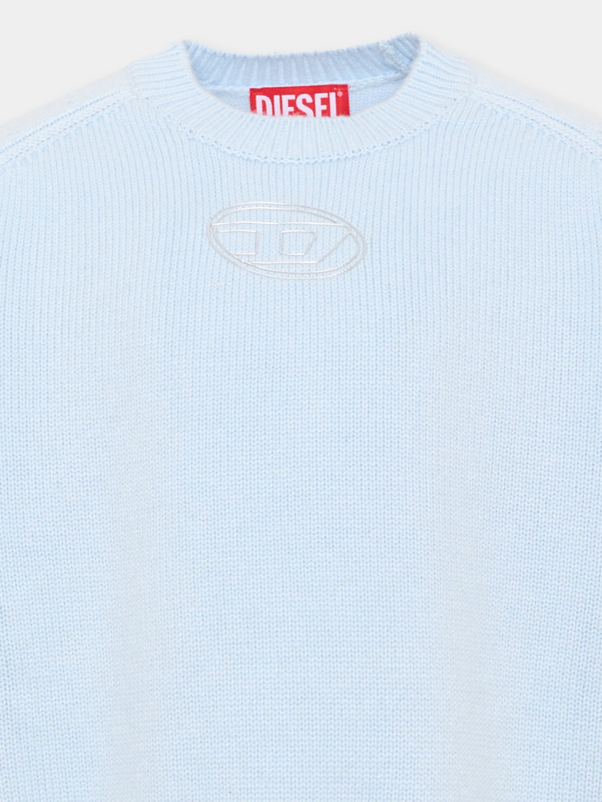 Maglione azzurro per bambina con logo,Diesel,J02931 KYAYX K80U