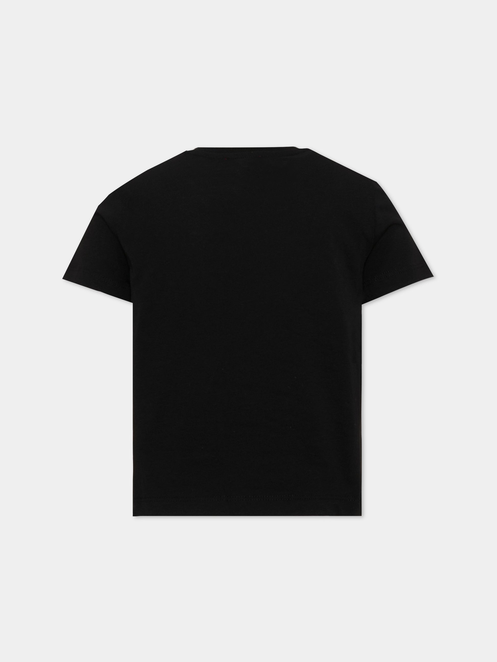 T-shirt a manica corta nera con logo per bambina,Diesel,J02932 KYA2M K900