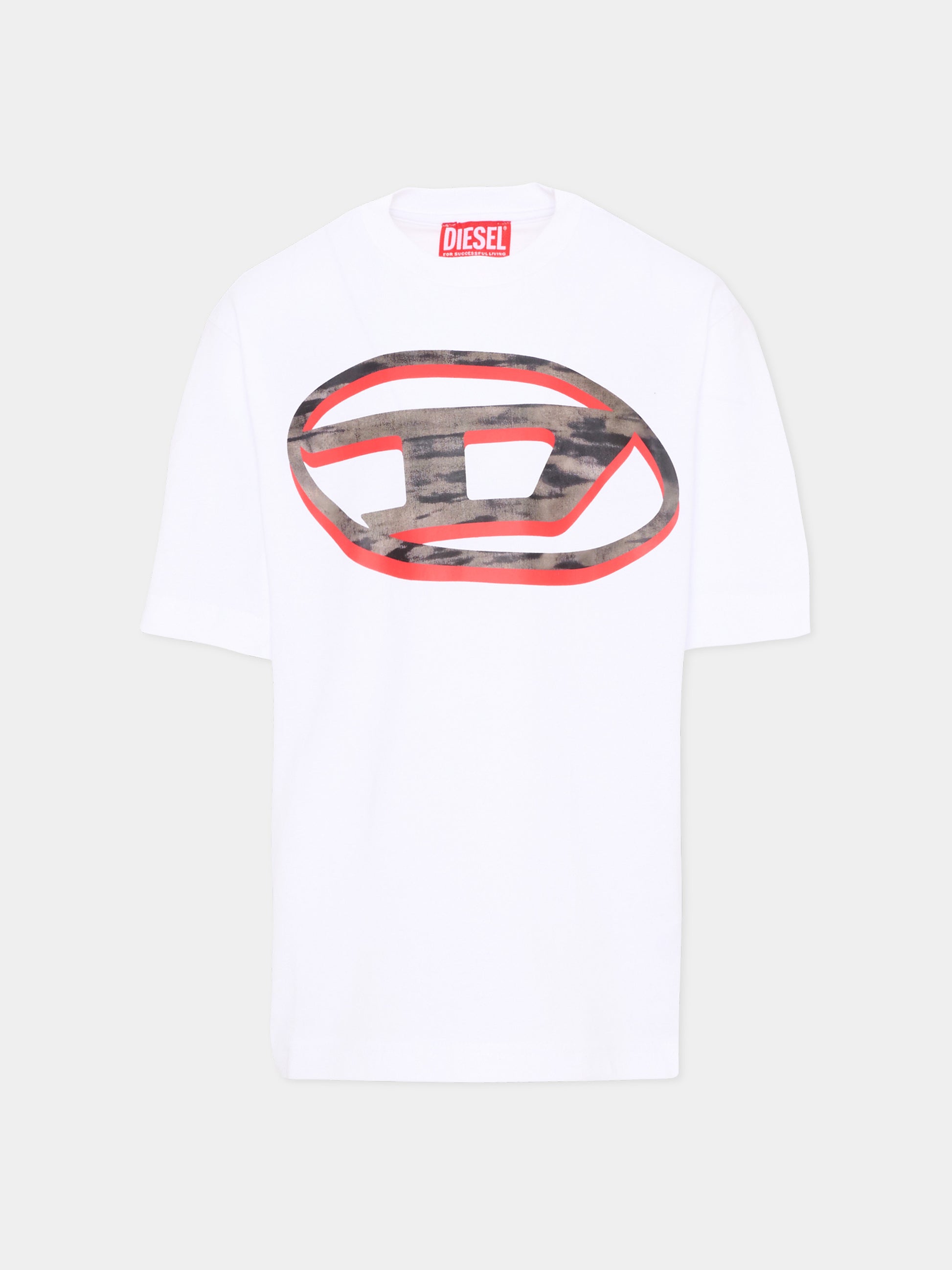 T-Shirt bianca per bambino con logo,Diesel,J02969 KYA1Y K100