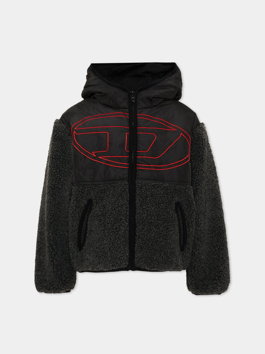 Giubbotto nero per bambino con logo,Diesel,J02979 0QFAH K910A
