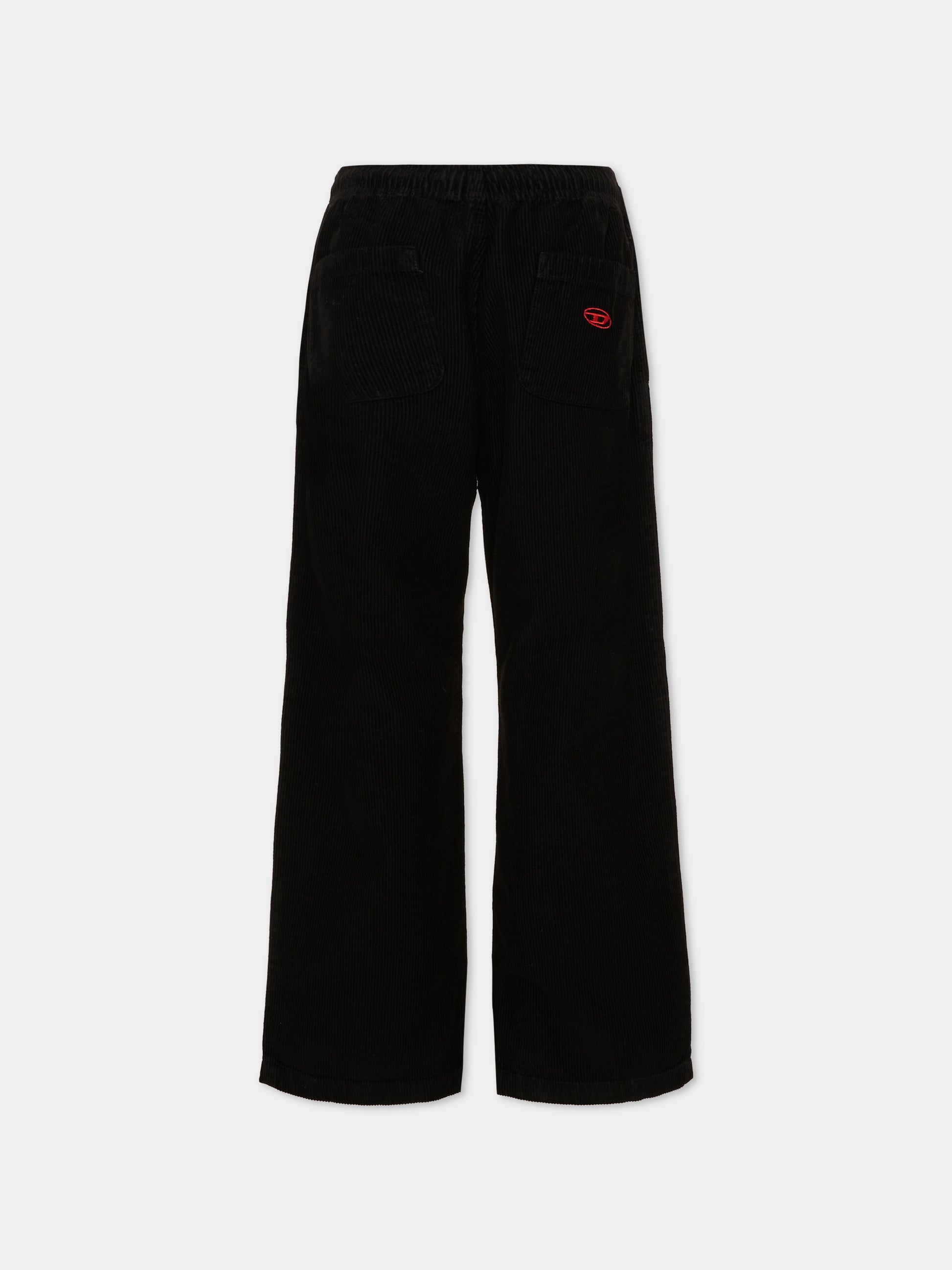 Pantalone nero con logo ricamato per bambino,Diesel,J02982 KXBVA K900