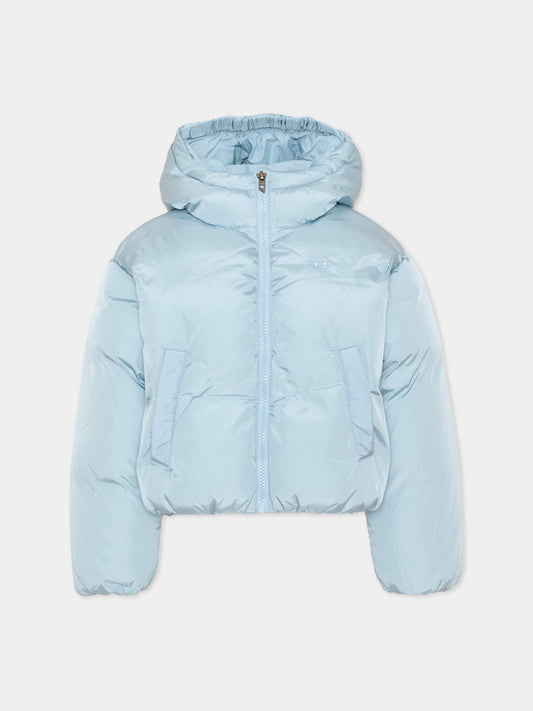 Piumino azzurro per bambina con cappuccio,Diesel,J03016 KXBVC K80U
