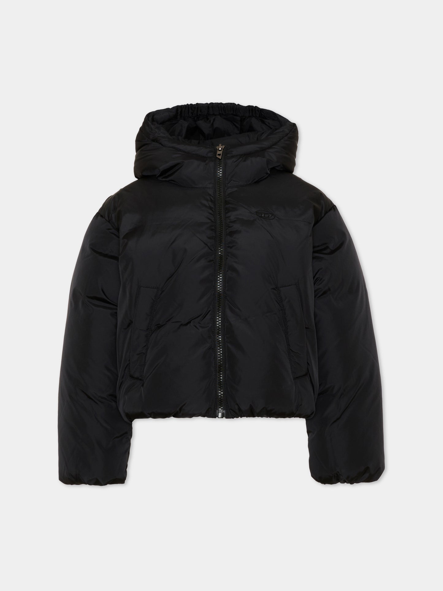 Piumino nero per bambina con cappuccio,Diesel,J03016 KXBVC K900