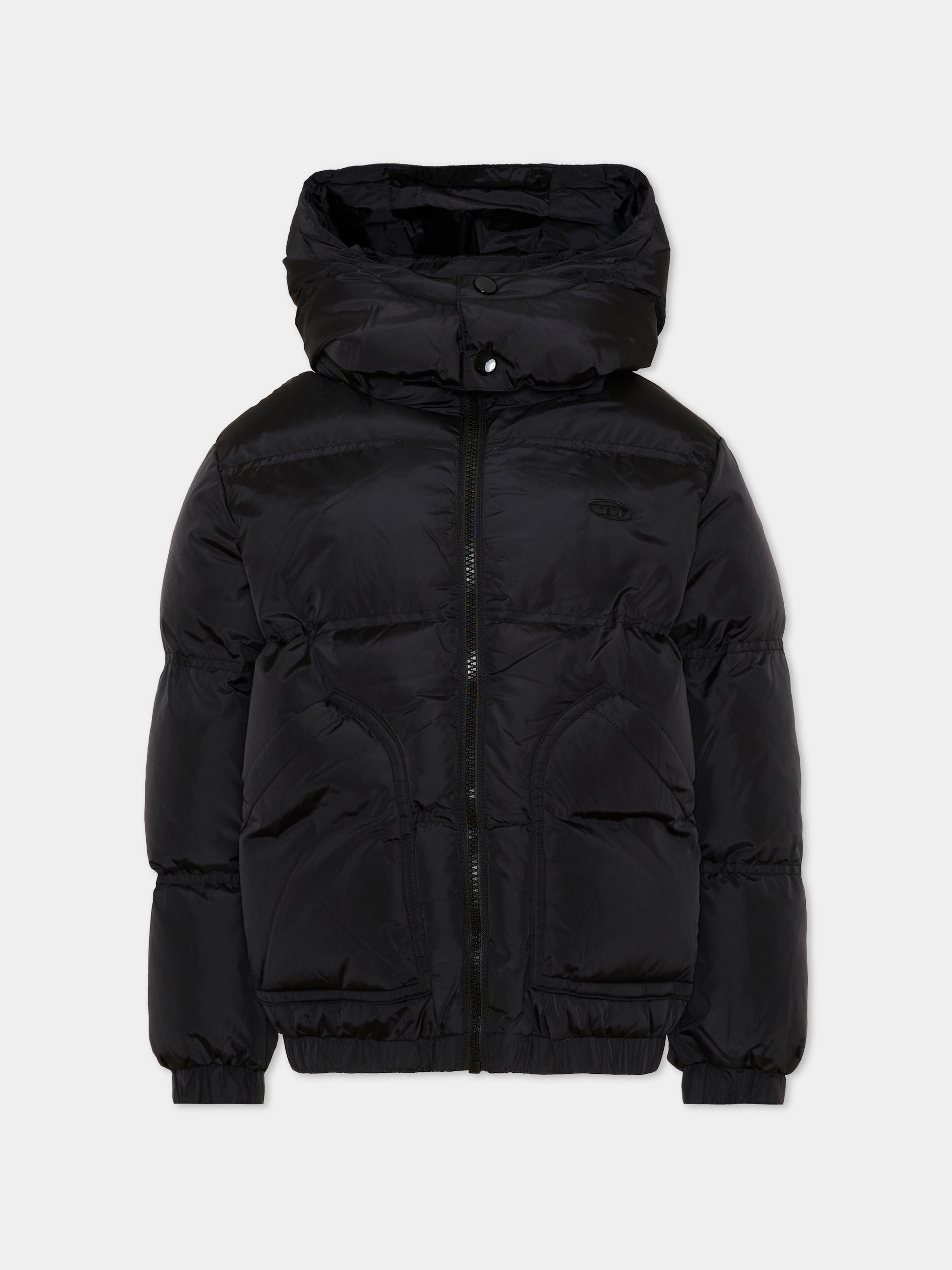 Piumino nero per bambini con cappuccio,Diesel,J03025 KXBVC K900