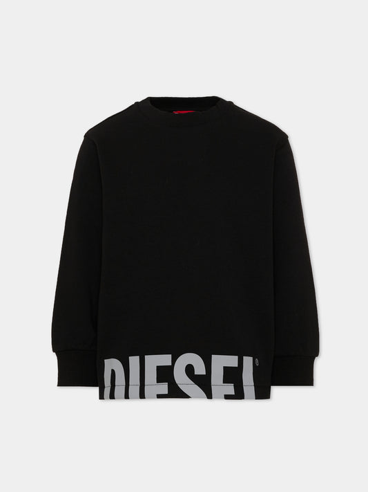 Felpa nera per bambino con logo,Diesel,J03035 KYAZ3 K900