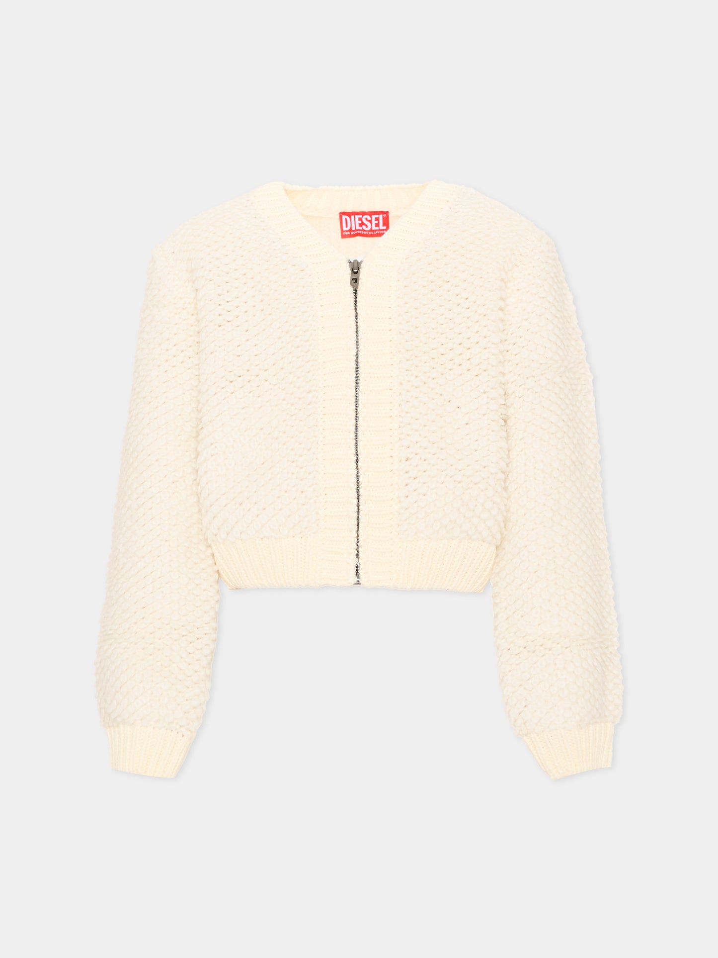 Cardigan avorio per bambina con zip,Diesel,J03049 KYA2J K141