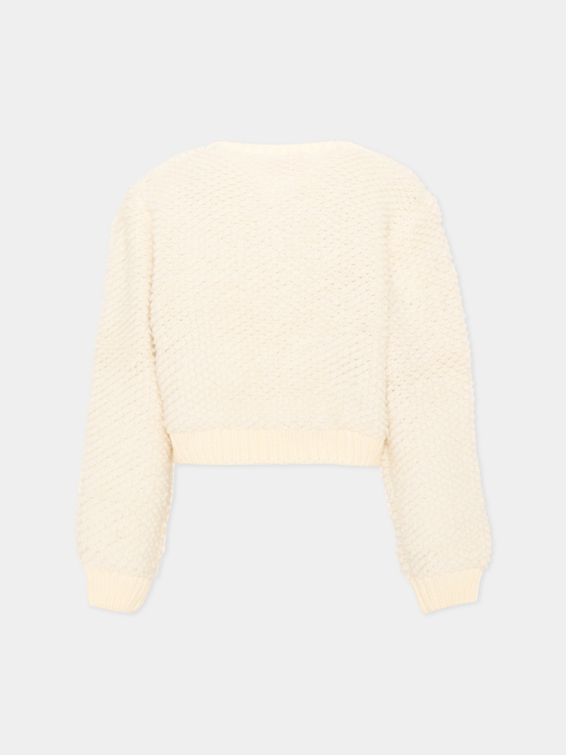 Cardigan avorio per bambina con zip,Diesel,J03049 KYA2J K141