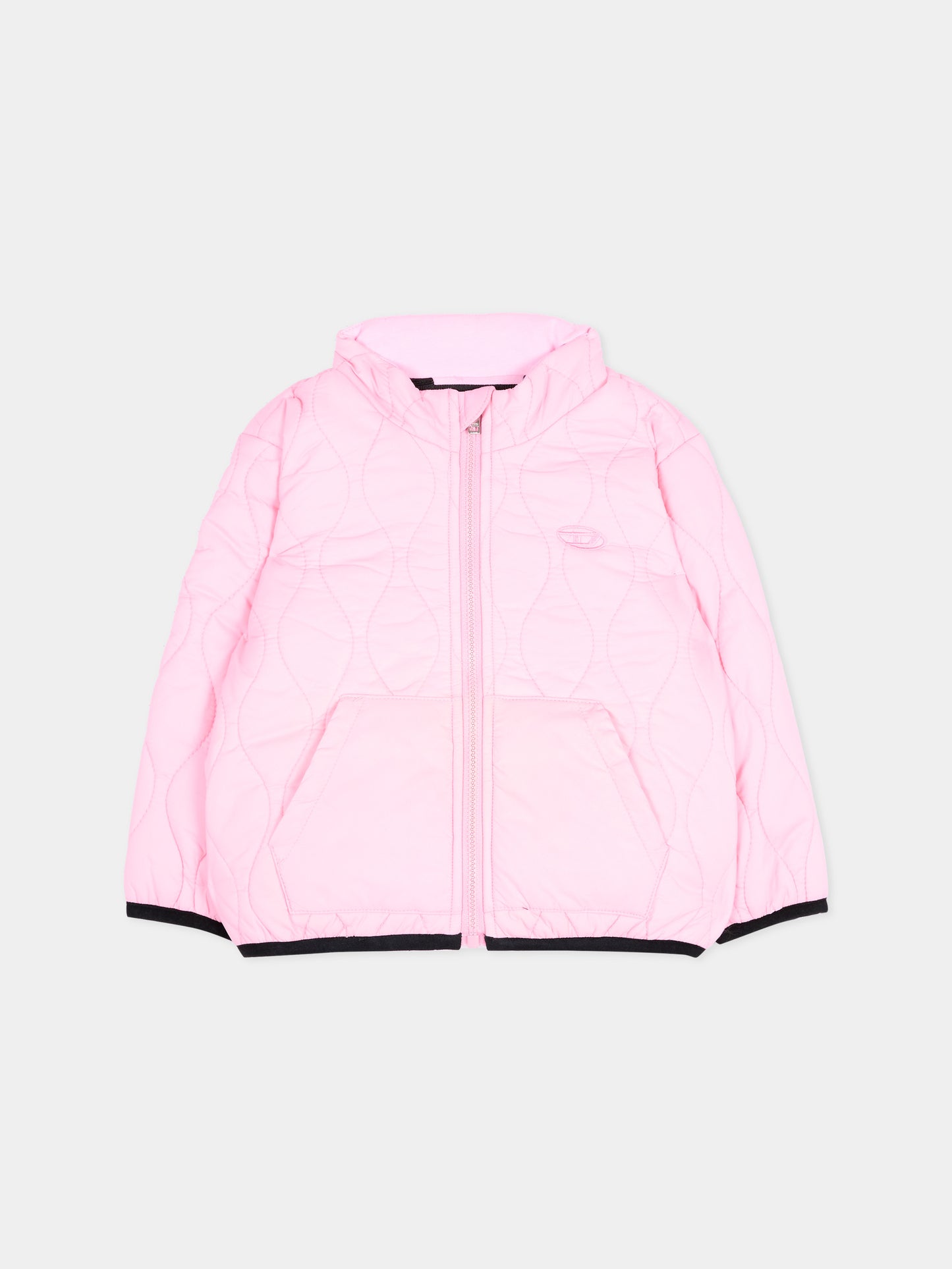 Piumino rosa per neonata trapuntato con logo,Diesel,K00833 KXBS2 K39G
