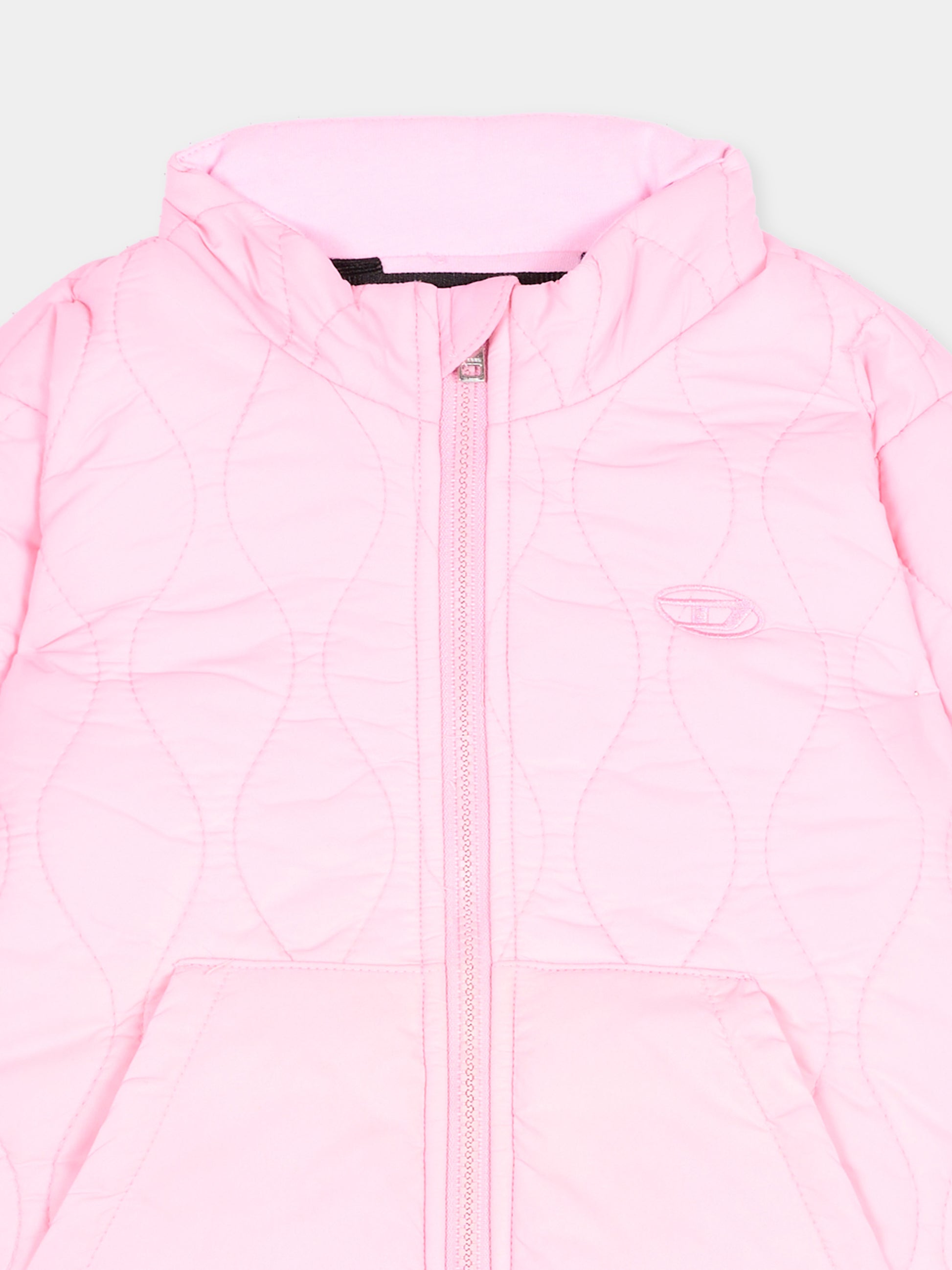 Piumino rosa per neonata trapuntato con logo,Diesel,K00833 KXBS2 K39G