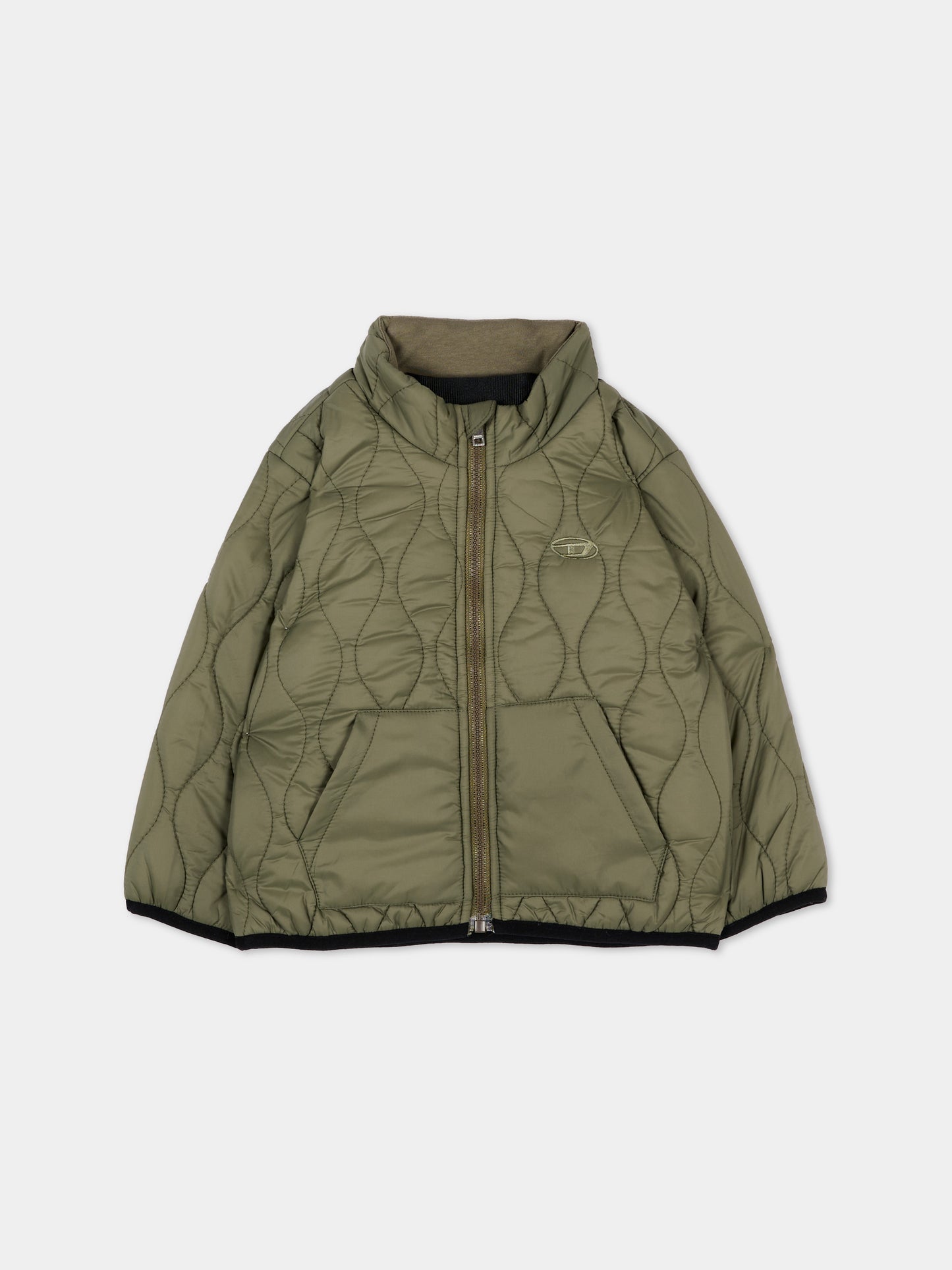 Piumino verde per neonato trapuntato con logo,Diesel,K00833 KXBS2 K511
