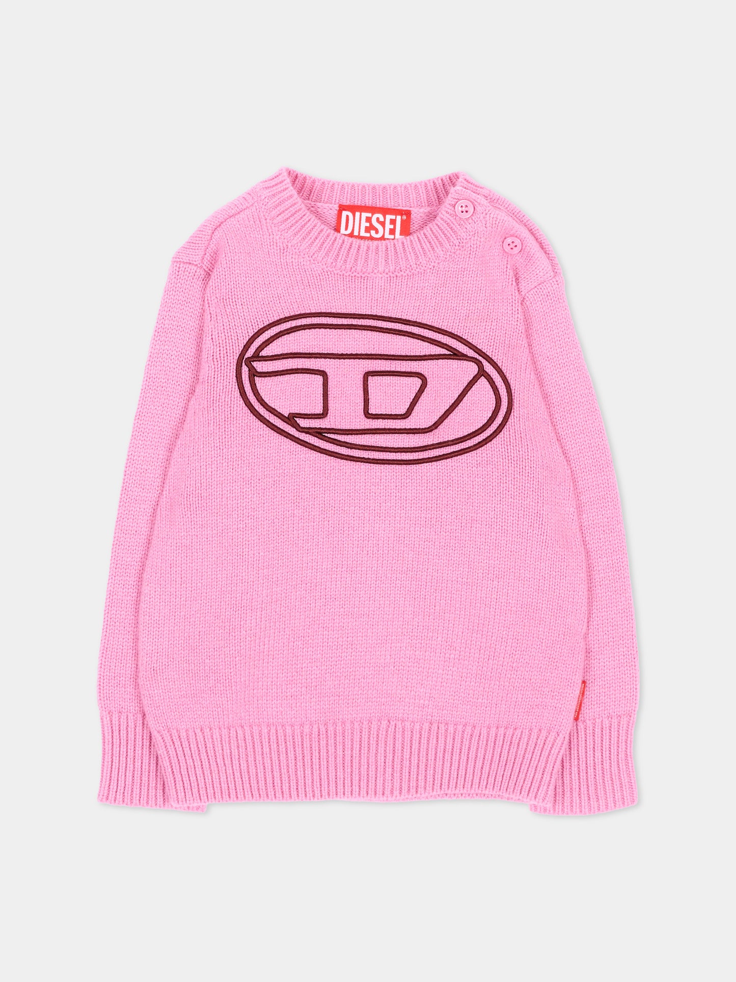 Maglione rosa per neonata con logo,Diesel,K00837 KYAYX K39G