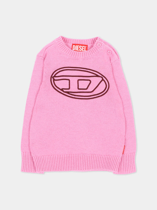 Maglione rosa per neonata con logo,Diesel,K00837 KYAYX K39G