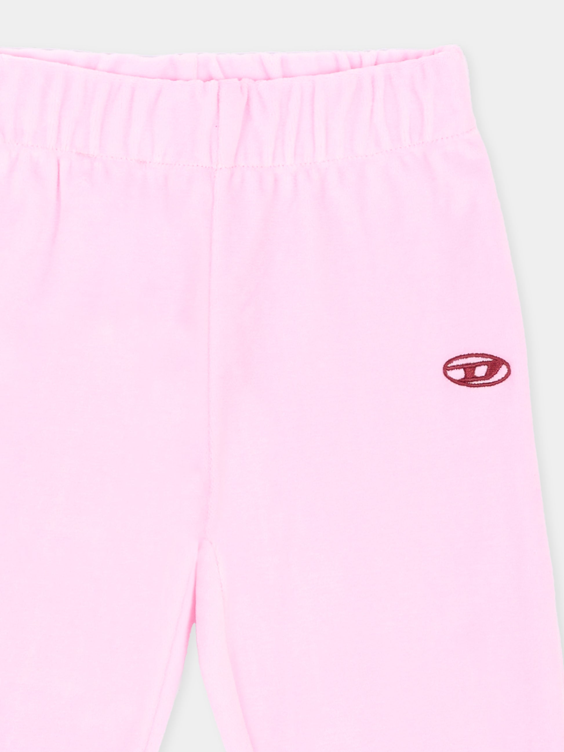 Pantalone rosa per neonata in ciniglia con logo,Diesel,K00841 KYA2S K39G
