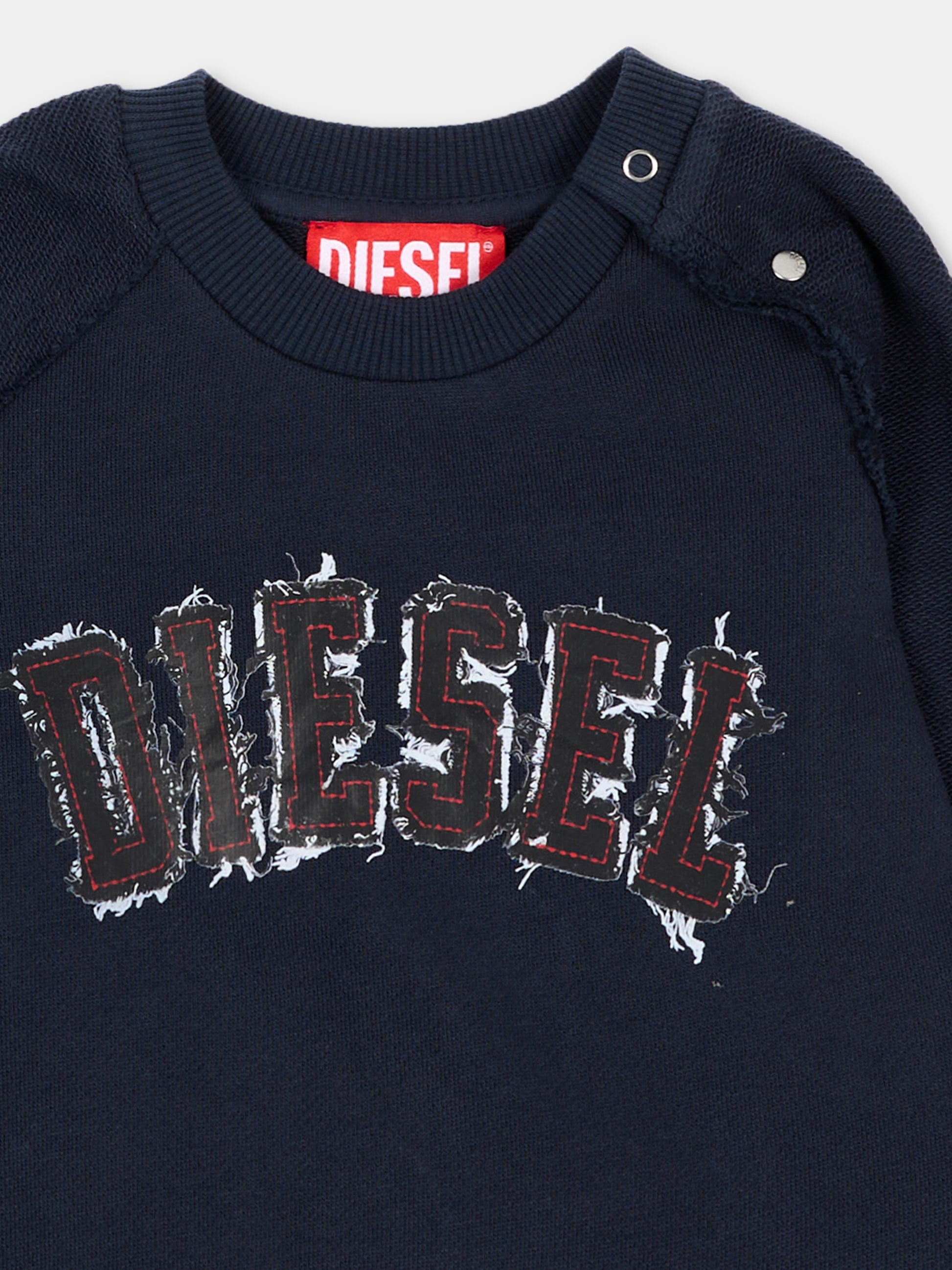Felpa blu per neonato con logo,Diesel,K00849 KYA2W K8AT