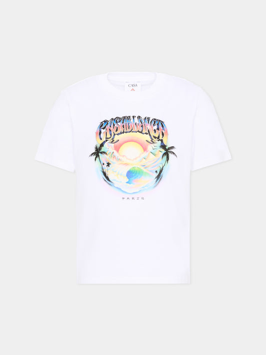 T-Shirt bianca per bambini con logo,Casablanca,K PF26 JTS 038 01