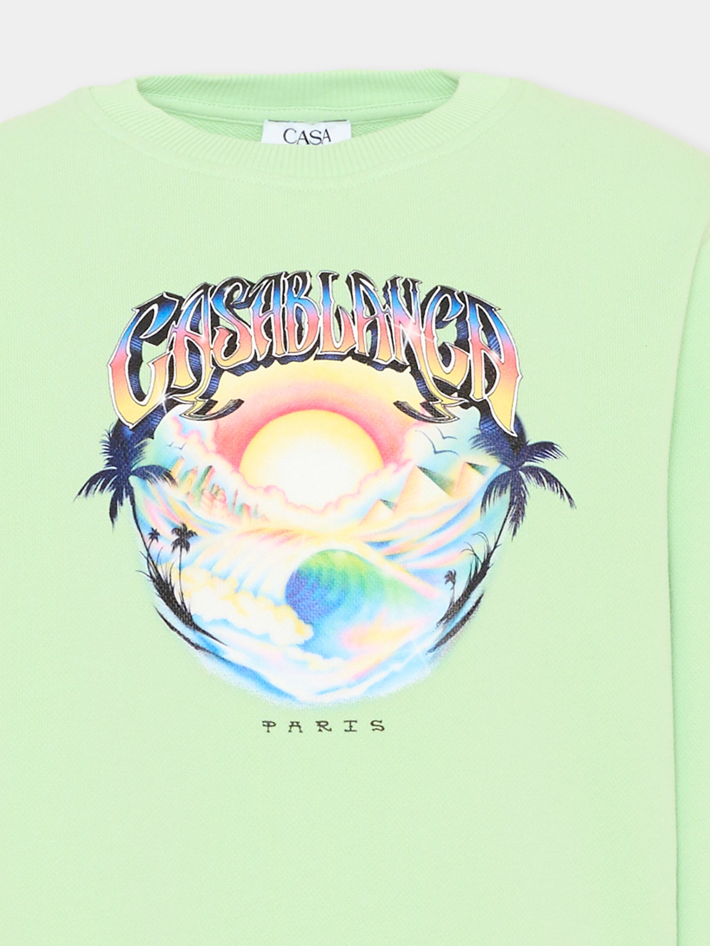 Felpa verde per bambini con onde del mare