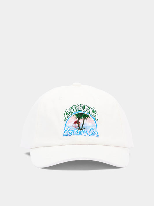 Cappello con visiera avorio per bambini con  logo,Casablanca,K PF26 HAT 116 01
