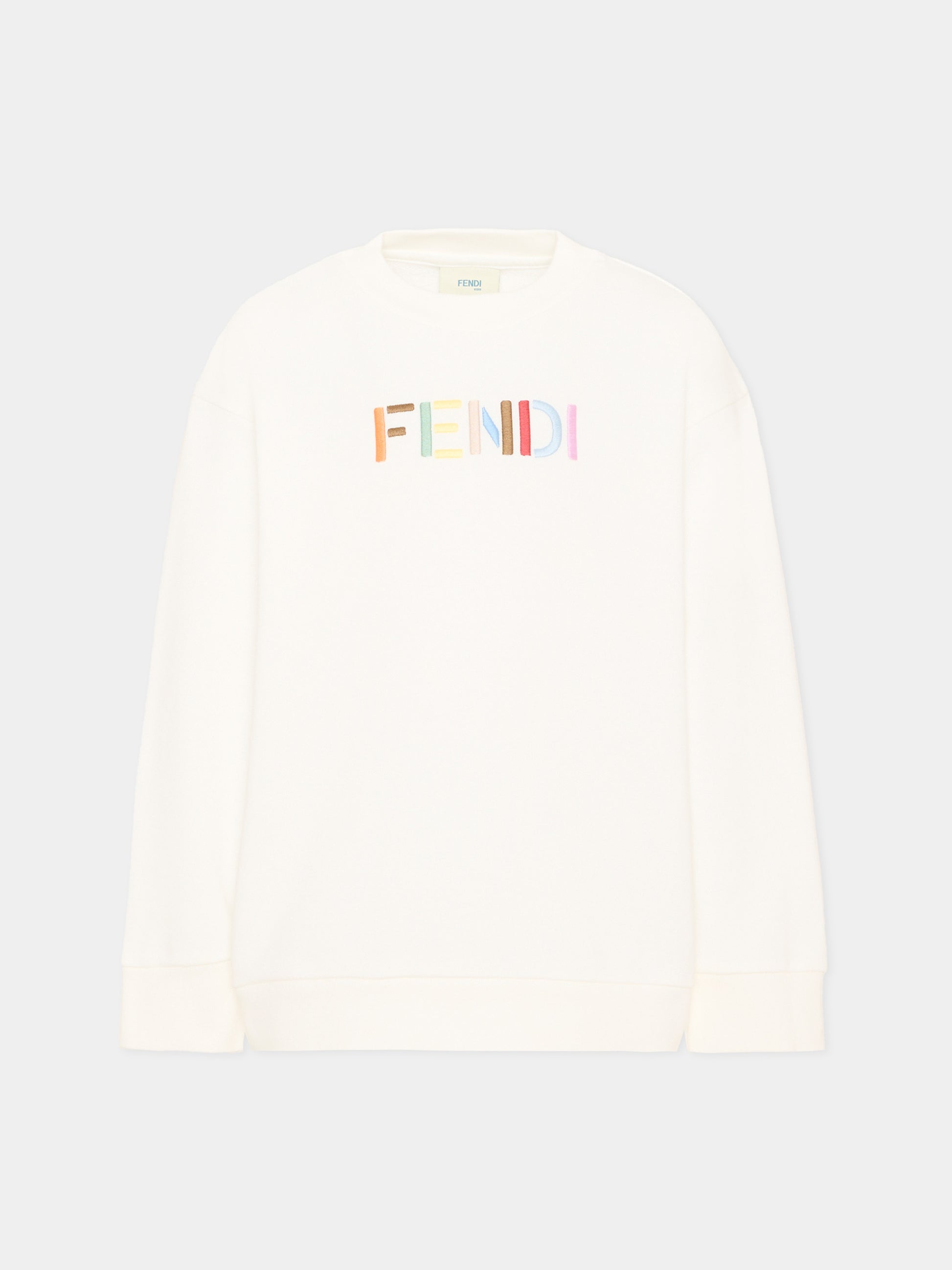 Felpa bianca per bambini con logo,Fendi Kids,JUH114 5V0 F0TU9