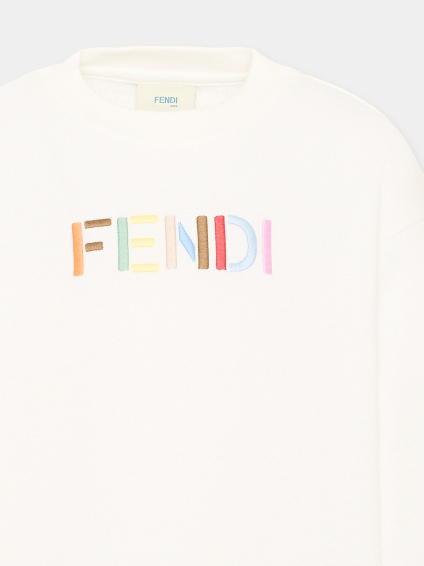 Felpa bianca per bambini con logo,Fendi Kids,JUH114 5V0 F0TU9