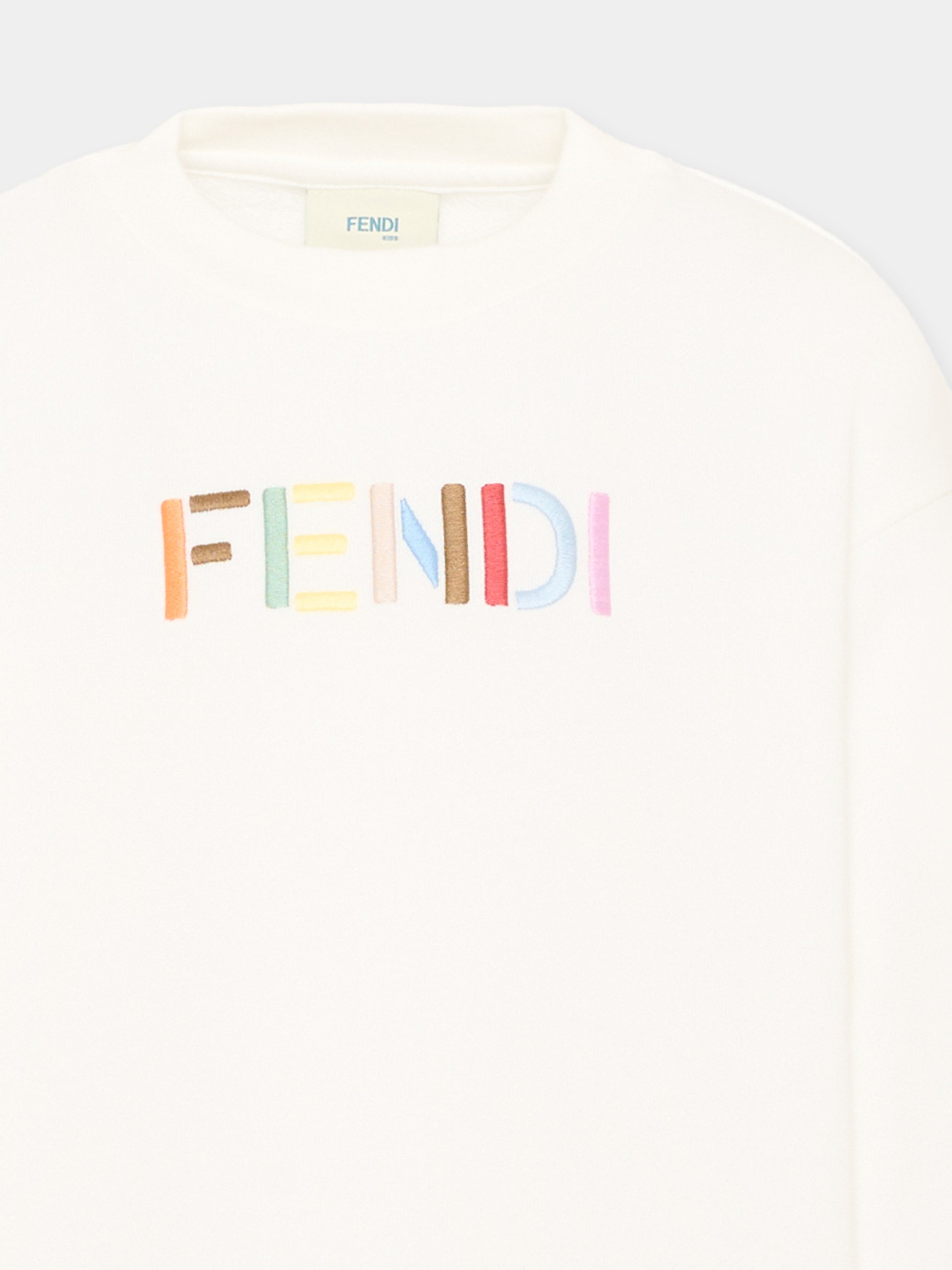 Felpa bianca per bambini con logo,Fendi Kids,JUH114 5V0 F0TU9