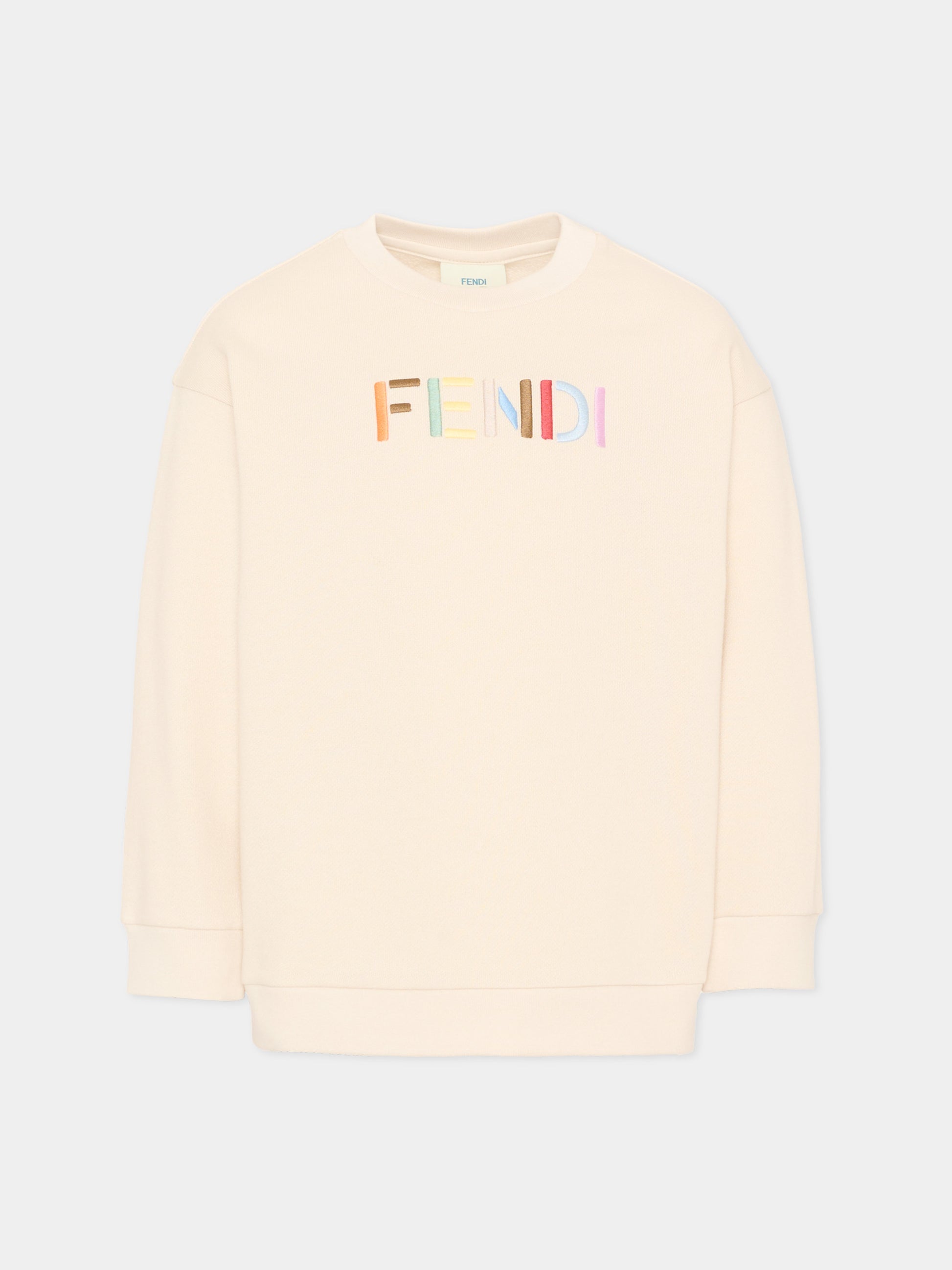 Felpa beige per bambini,Fendi Kids,JUH114 5V0 F0XW5