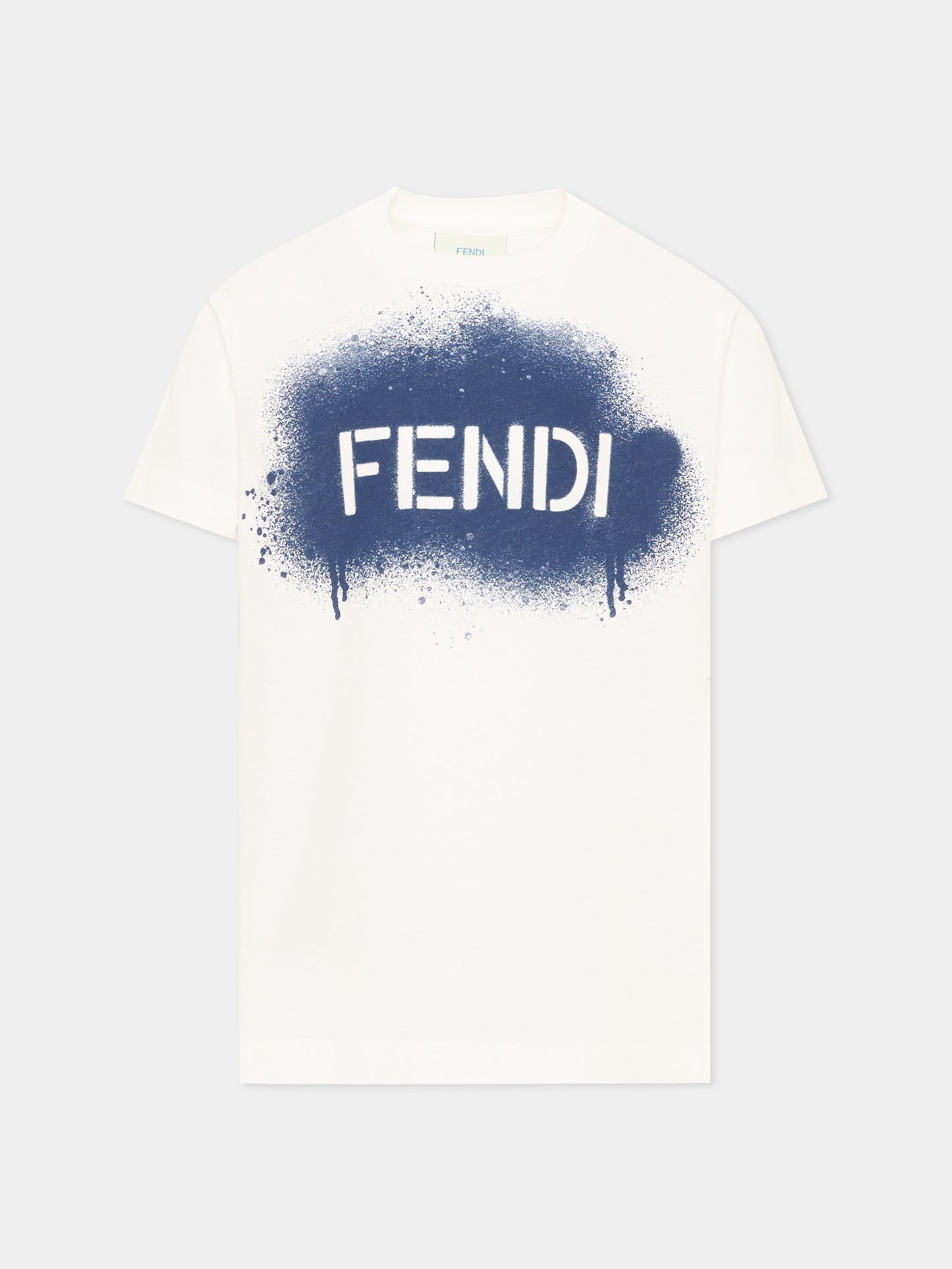 T-Shirt avorio per bambini con logo,Fendi Kids,JUI212 AY8D F1PEY