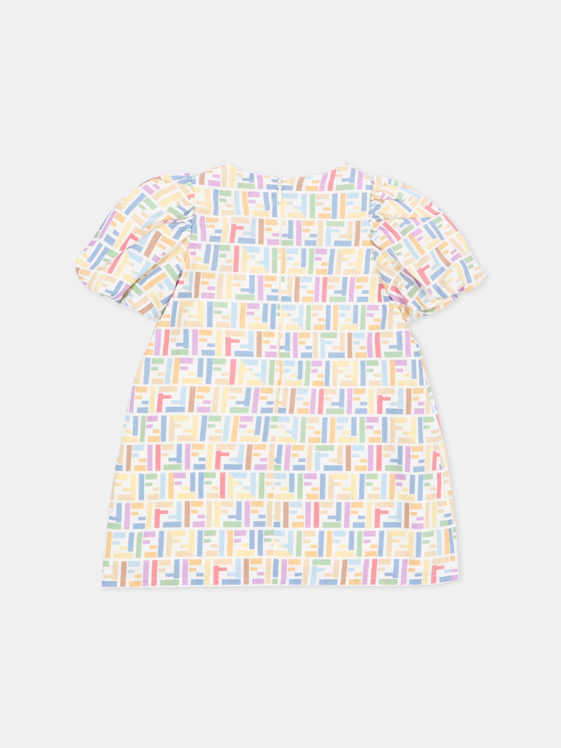 Abito multicolor per neonata con monogram FF,Fendi Kids,BFB631 AJJZ F0ZA0