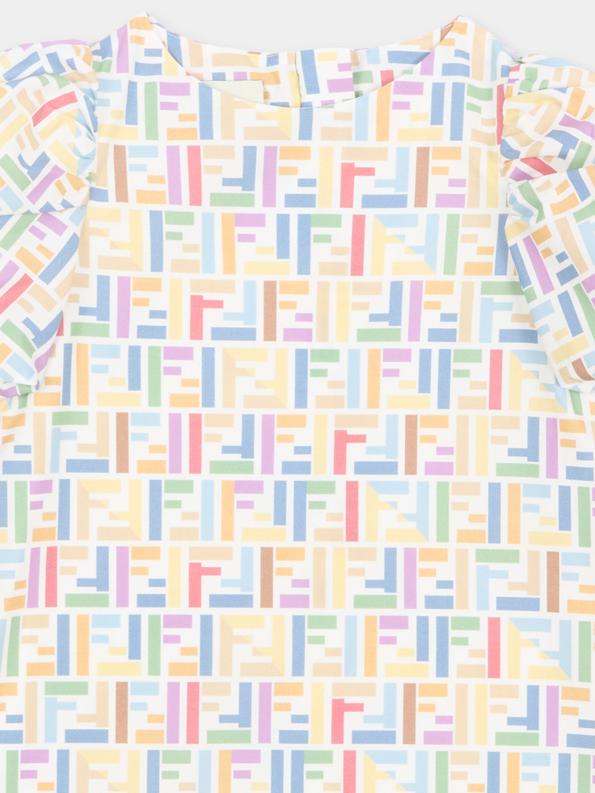 Abito multicolor per neonata con monogram FF,Fendi Kids,BFB631 AJJZ F0ZA0