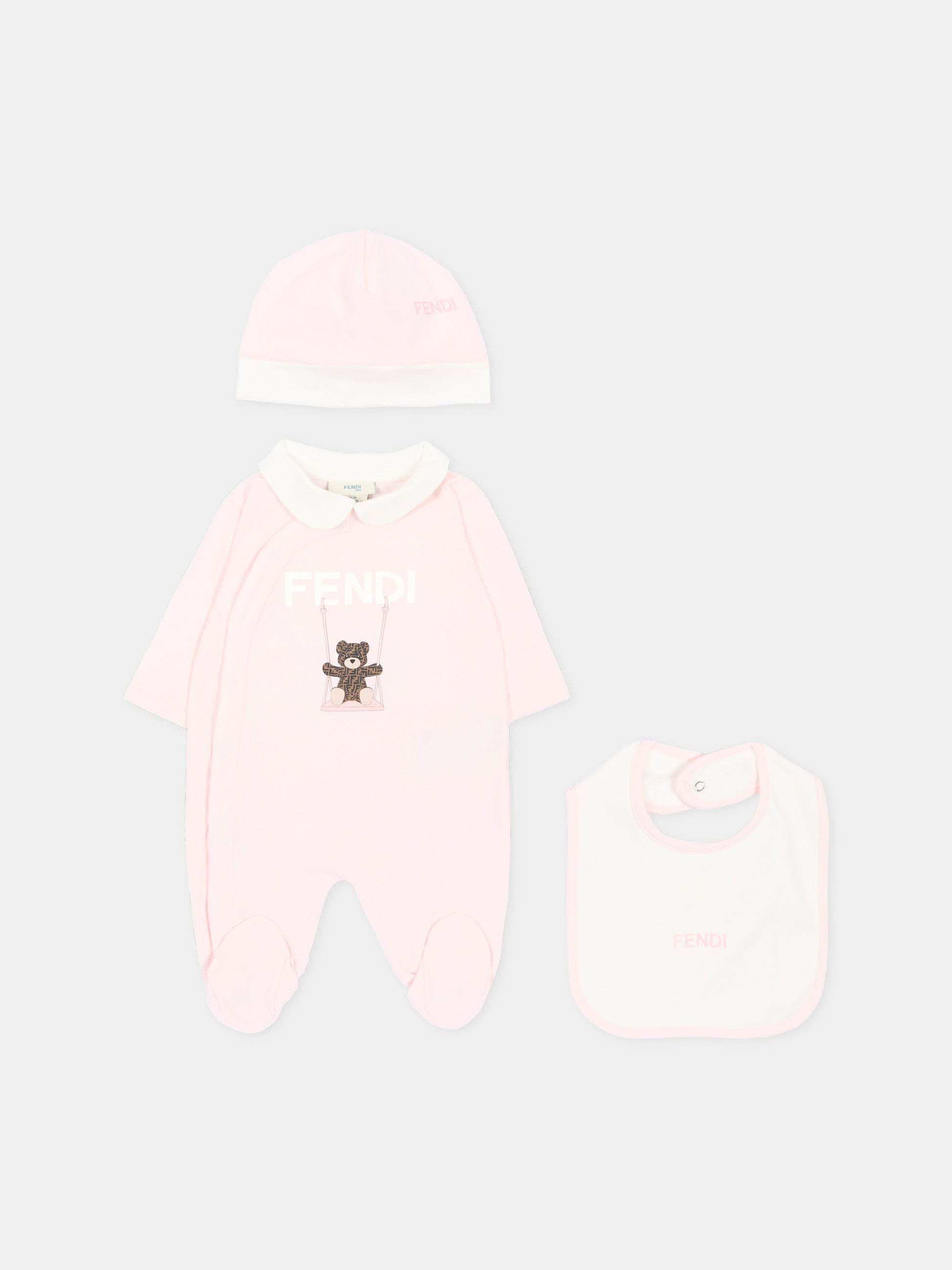Set tutina rosa per neonata con Fendi Bear,Fendi Kids,BUK167 ST8 F0C11