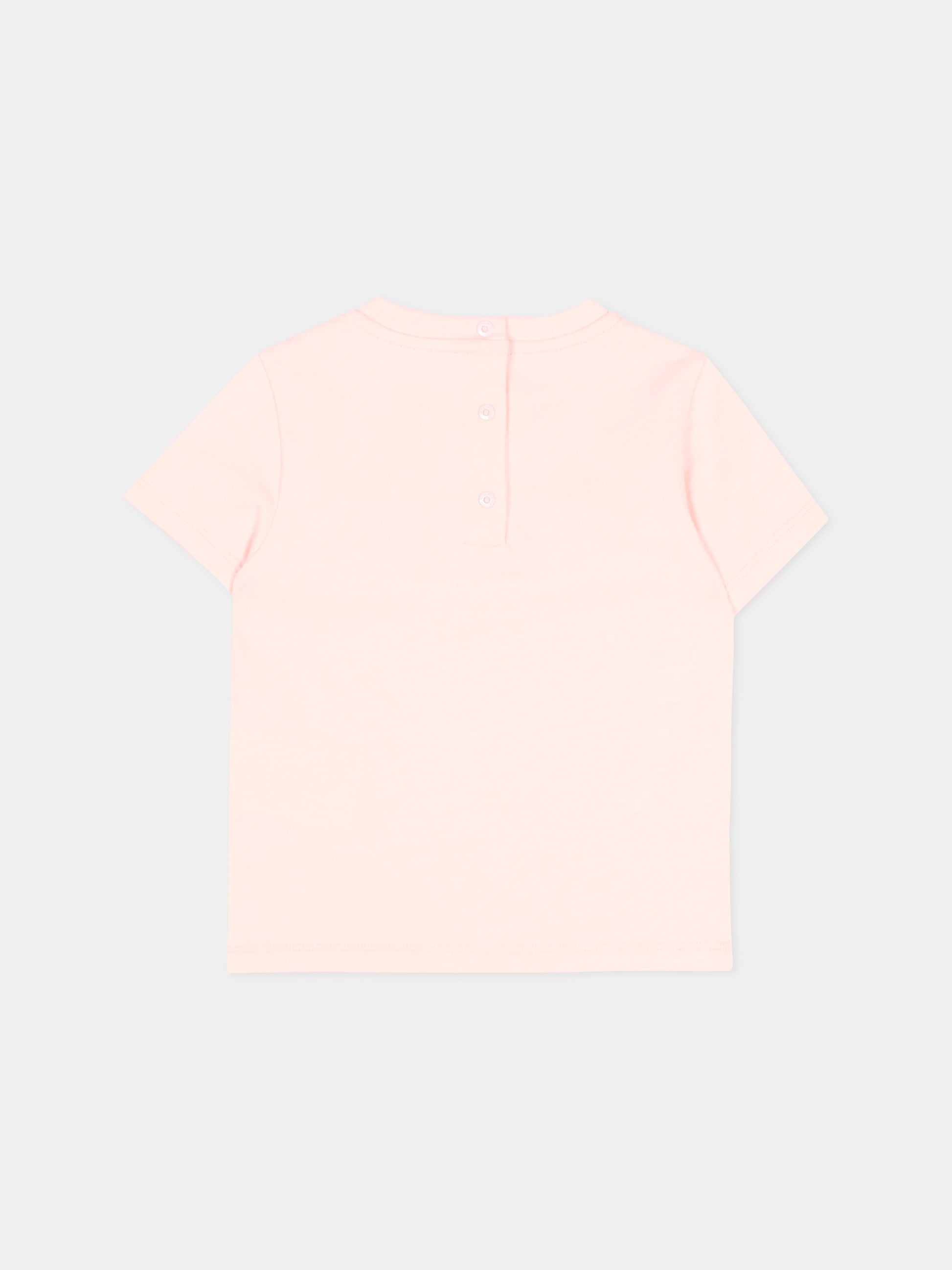 T-shirt rosa per neonata con logo,Fendi Kids,BUI119 AY8D F1UL9