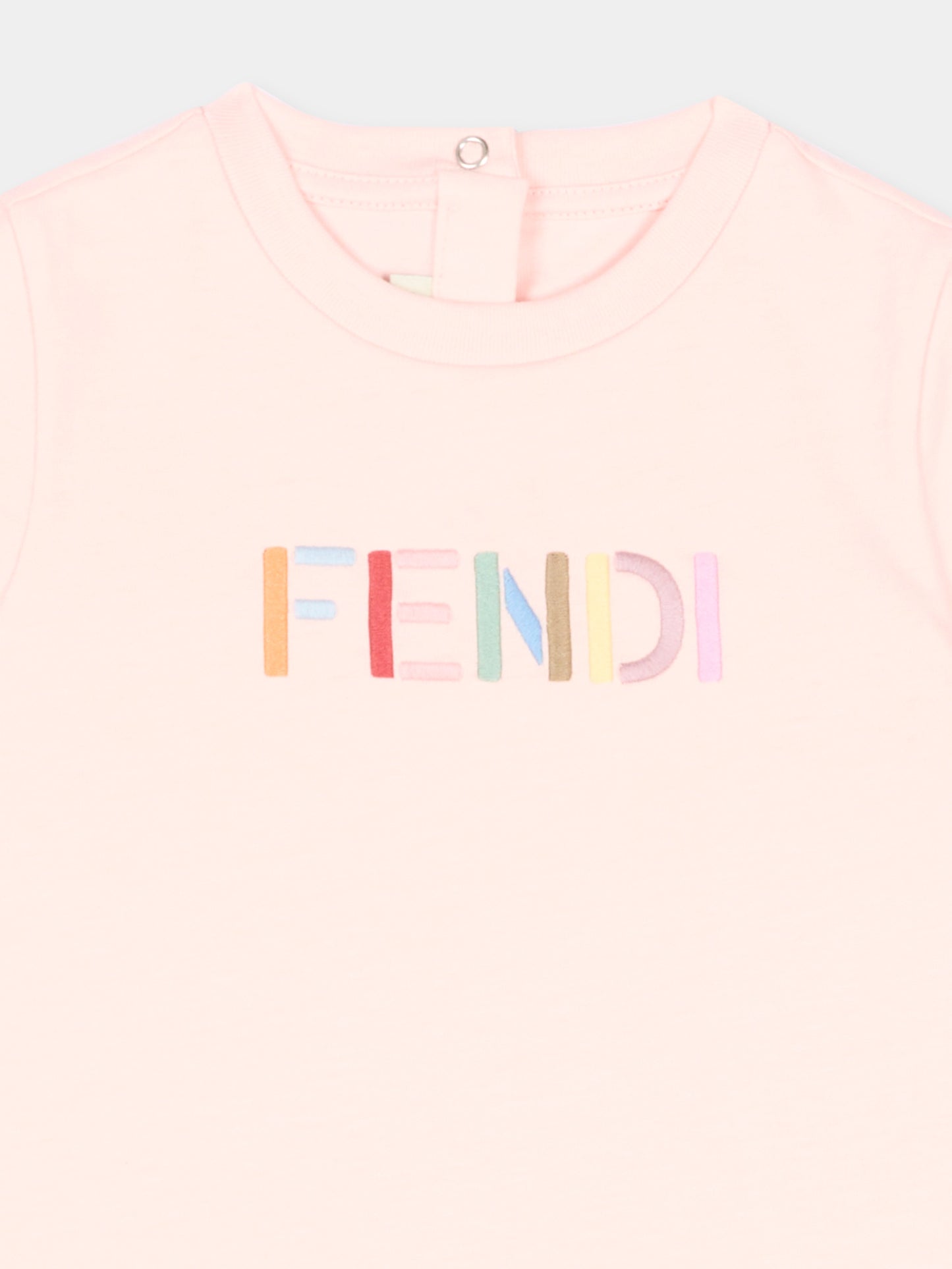 T-shirt rosa per neonata con logo,Fendi Kids,BUI119 AY8D F1UL9