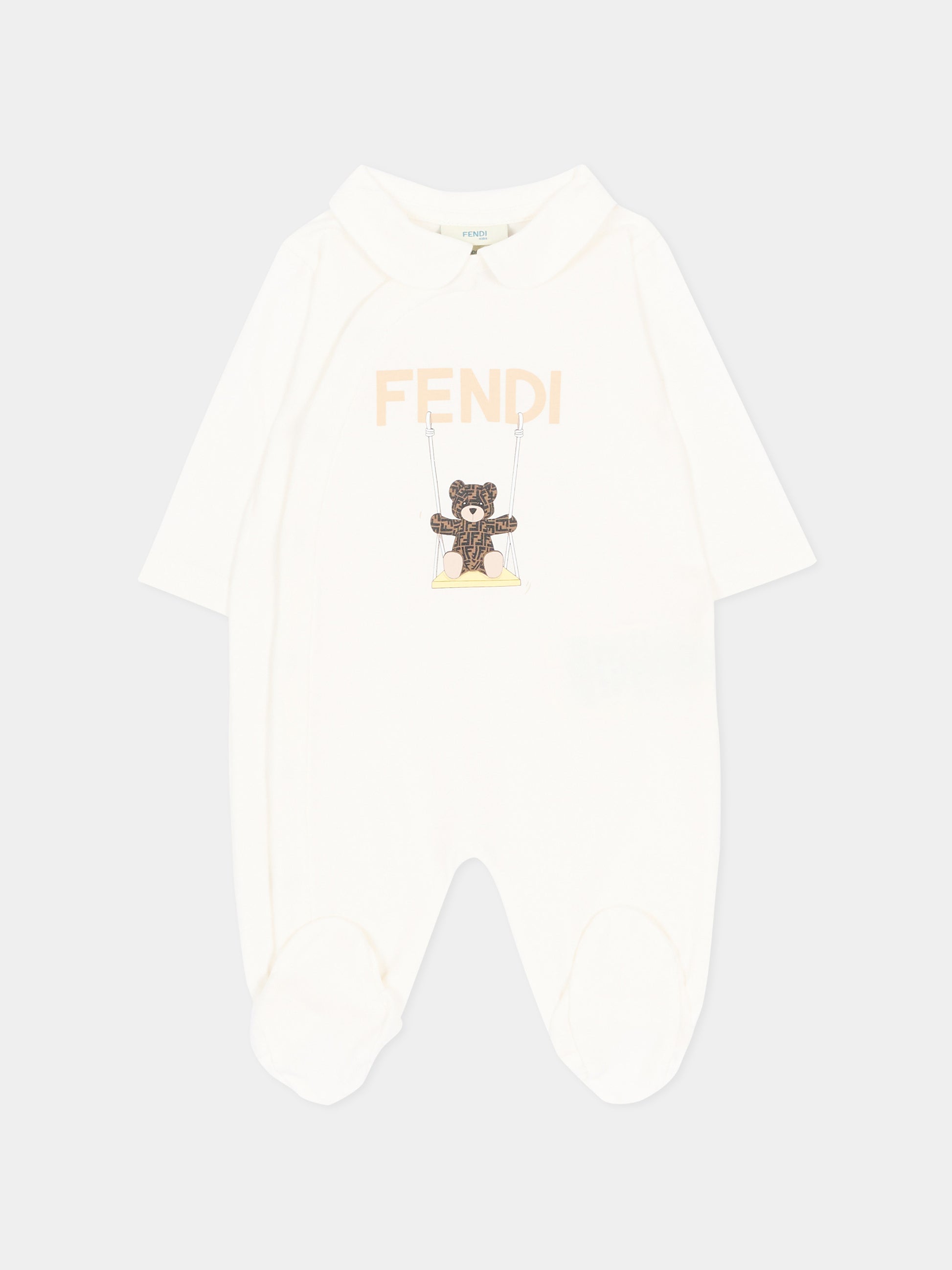 Set tutina avorio Fendi Bear per neonati,Fendi Kids,BUK167 ST8 F0TU9