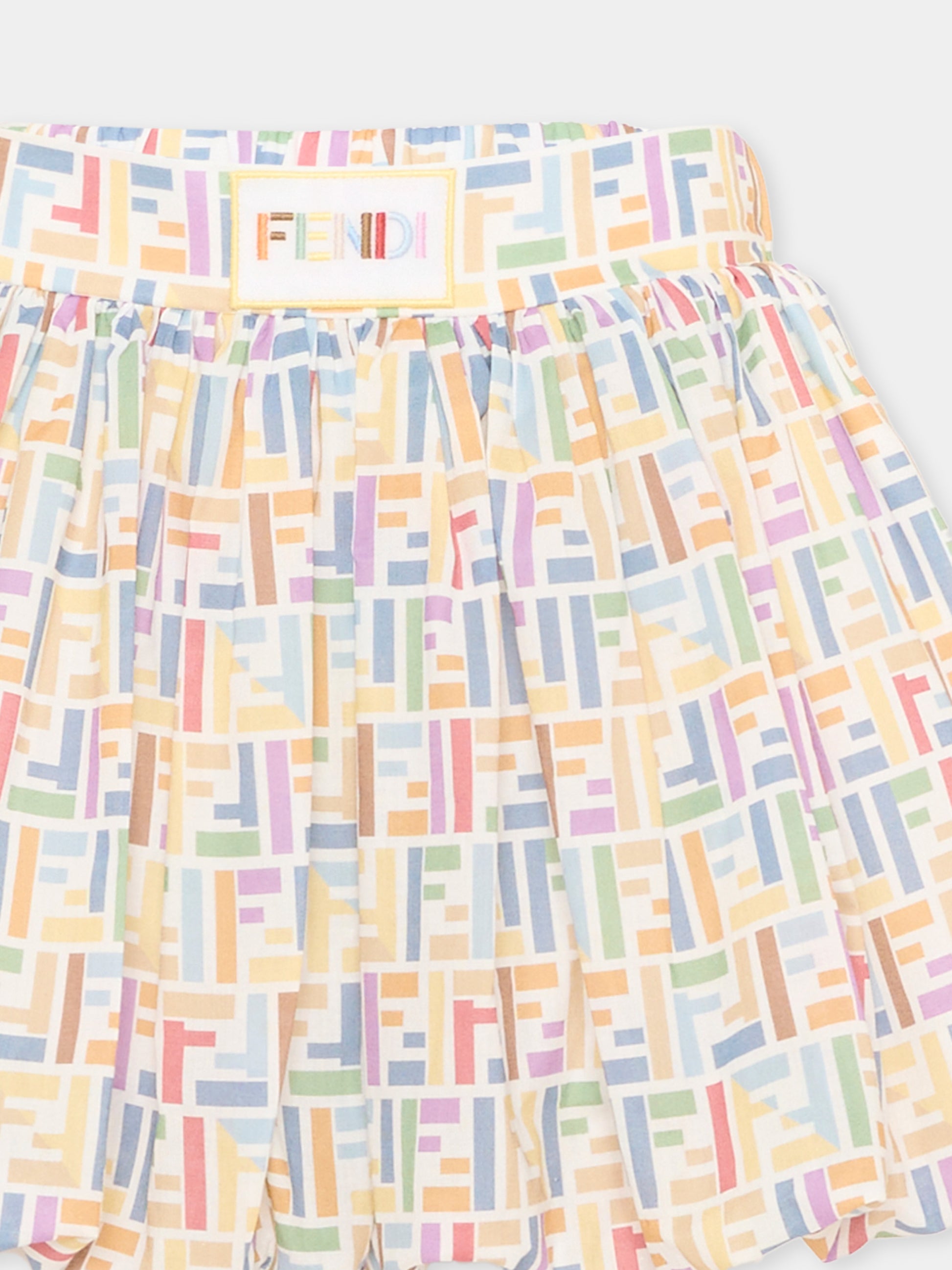 Shorts multicolor per bambina  con monogram FF,Fendi Kids,JFF413 AJJQ F0ZA0