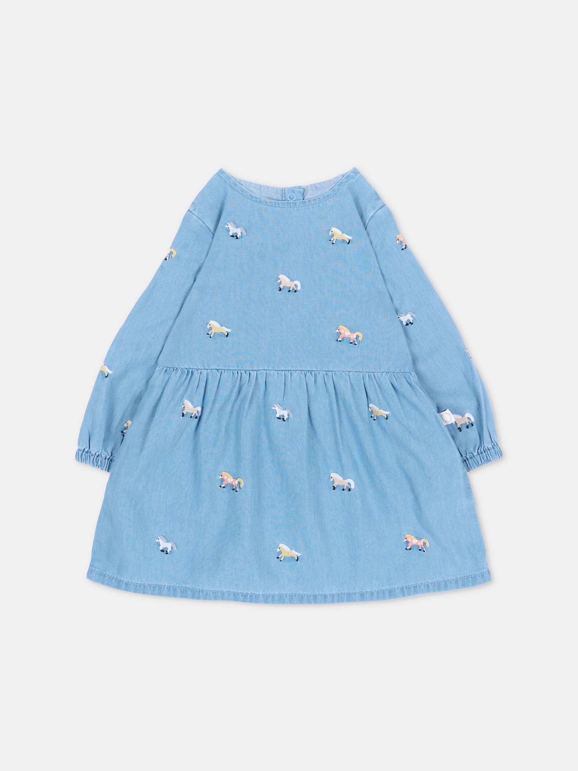Vestito azzurro per neonata con cavalli,Stella Mccartney Kids,TZ1050 Z4034 600EM