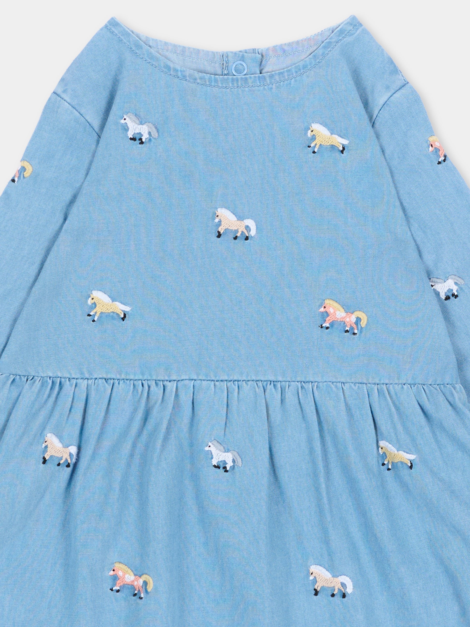 Vestito azzurro per neonata con cavalli,Stella Mccartney Kids,TZ1050 Z4034 600EM