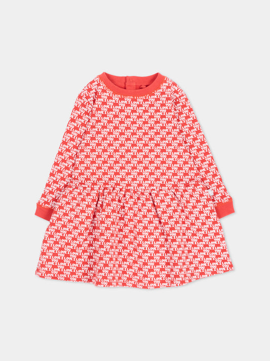 Vestito rosso per neonata con stampa,Stella Mccartney Kids,TZ1120 Z4023 423AV