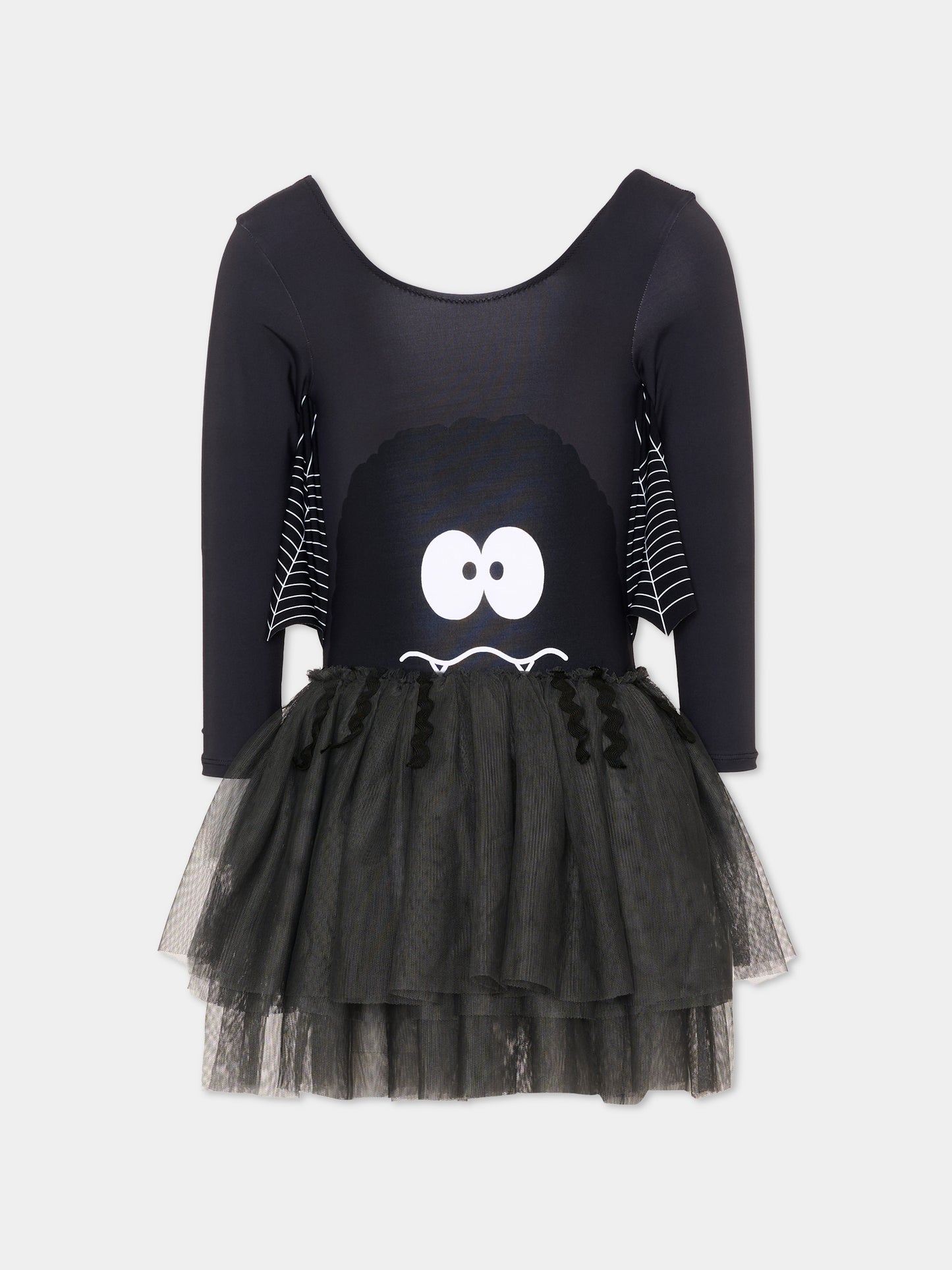 Vestito a manica lunga nero per bambina con tulle,Stella Mccartney Kids,TZ1C00 Z0157 962