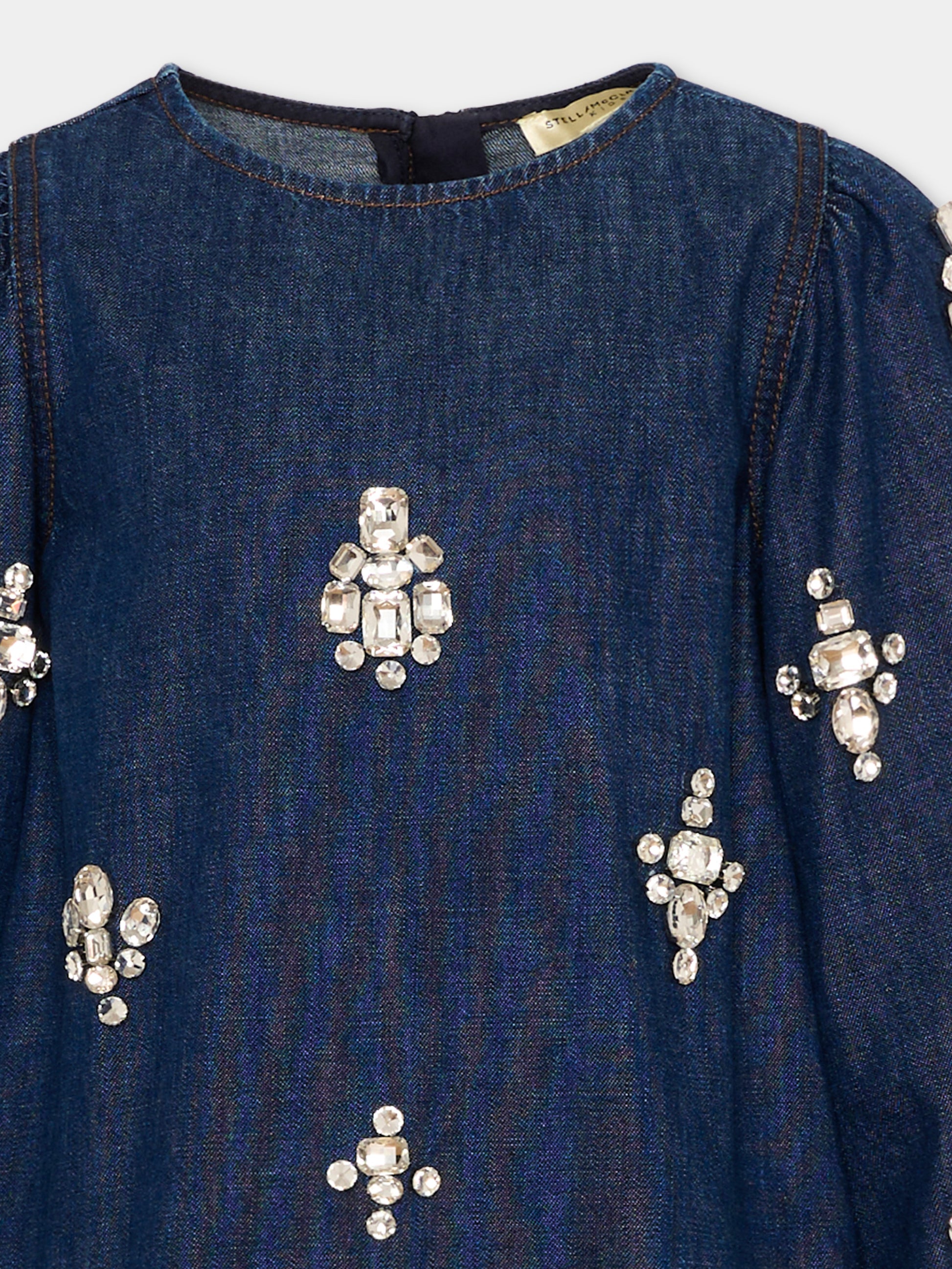 Vestito denim per bambina con applicazioni,Stella Mccartney Kids,TZ1D20 Z0746 620