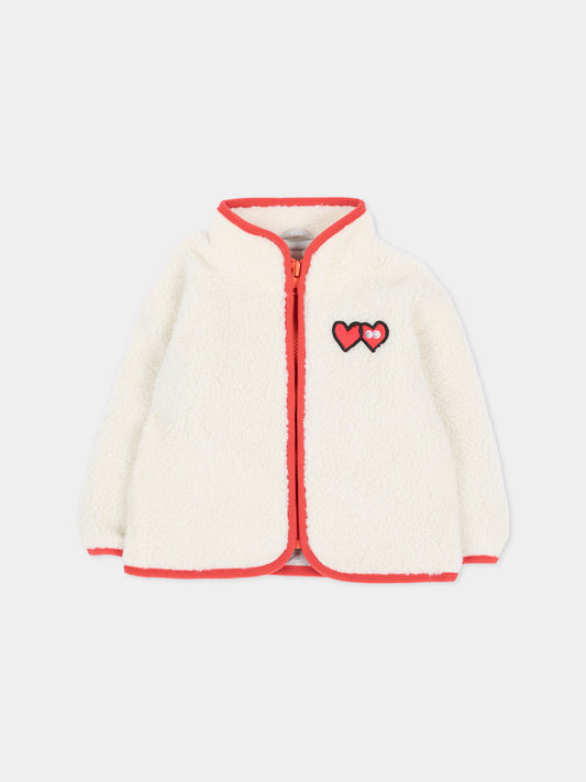 Ecopelliccia avorio per neonata con cuori,Stella Mccartney Kids,TZ2047 Z0506 101