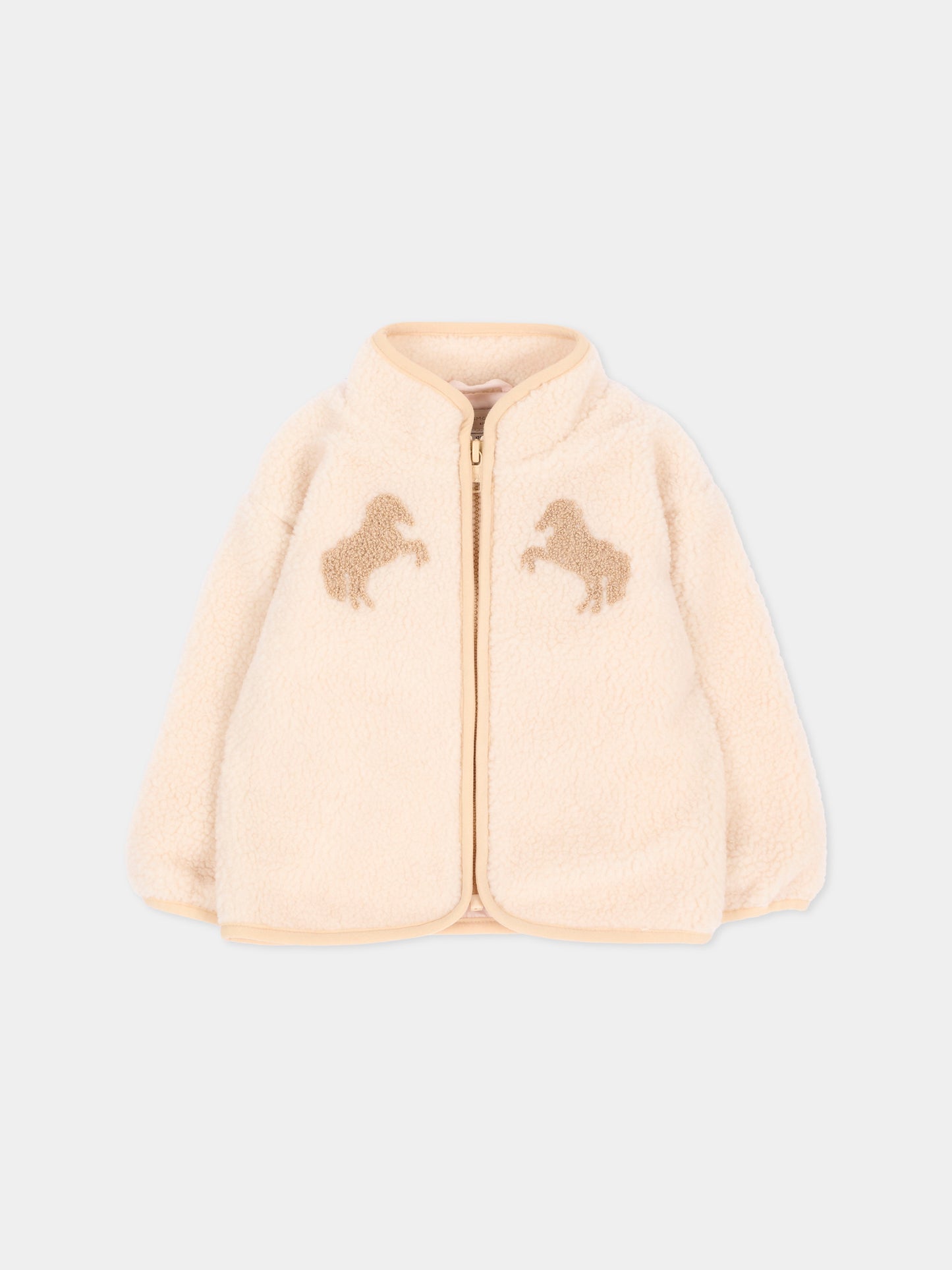 Ecopelliccia avorio per neonati con cavalli,Stella Mccartney Kids,TZ2057 Z0506 193