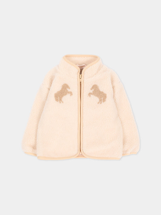 Ecopelliccia avorio per neonati con cavalli,Stella Mccartney Kids,TZ2057 Z0506 193